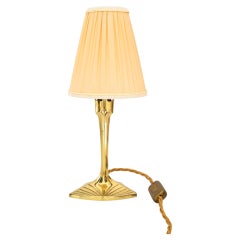 Art Deco brass table lamp with fabric shade around 1920s