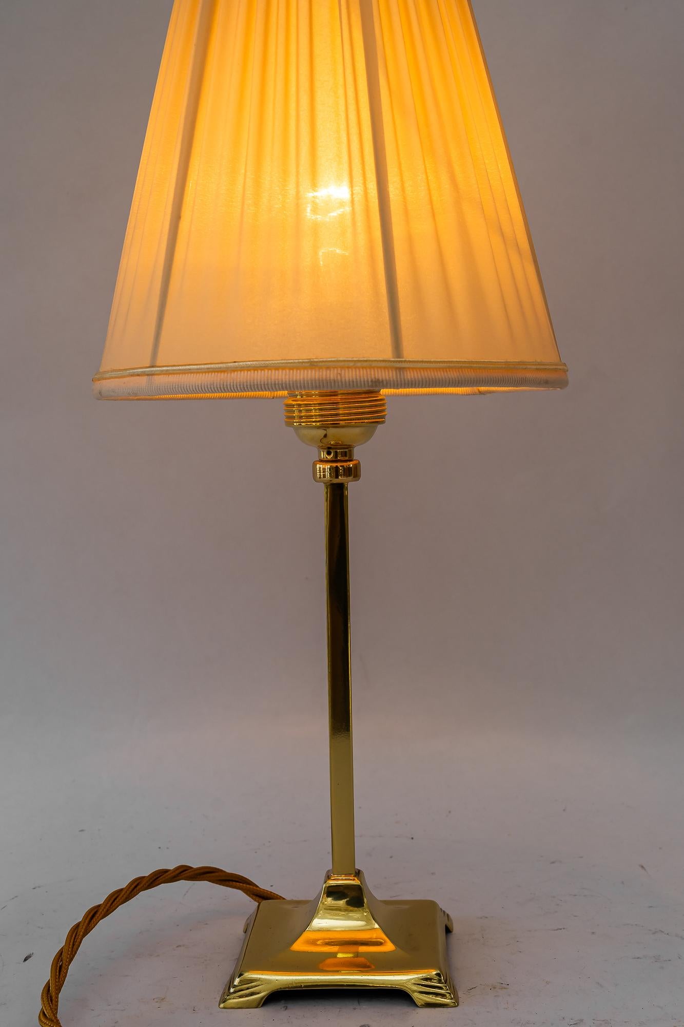 Art Deco brass Table lamp with fabric shade vienna around 1920s For Sale 3
