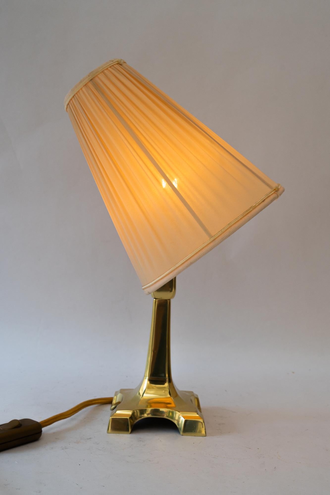 Art Deco brass table lamp with fabric shade vienna around 1920s For Sale 4