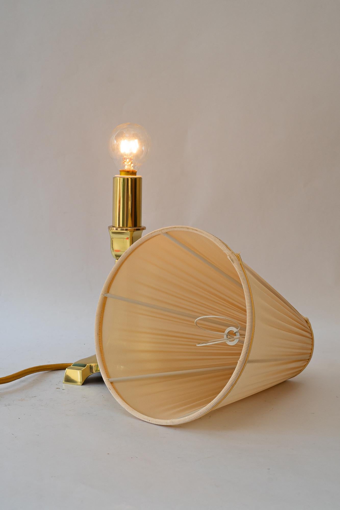 Art Deco brass table lamp with fabric shade vienna around 1920s For Sale 5
