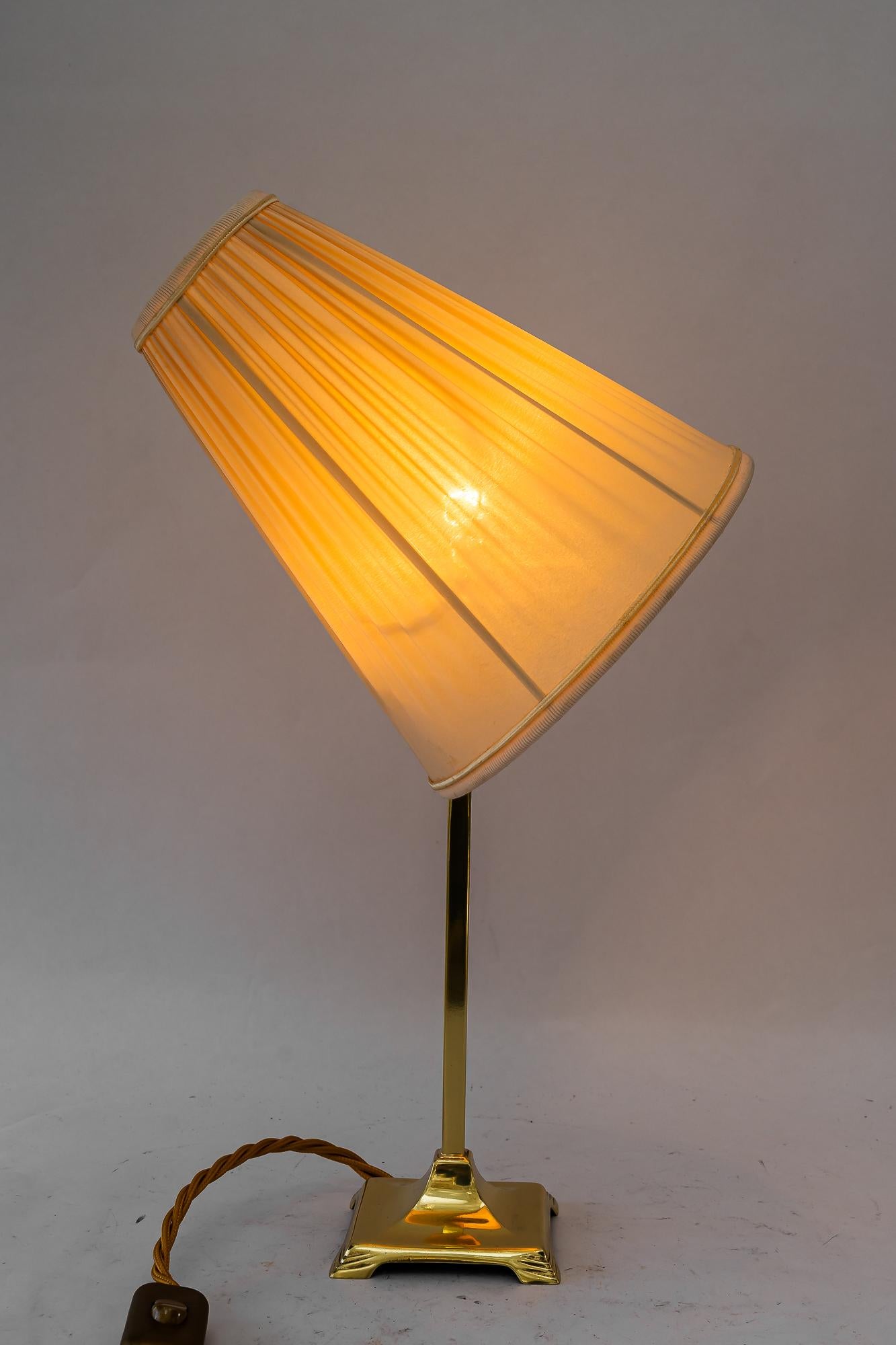 Art Deco brass Table lamp with fabric shade vienna around 1920s For Sale 6