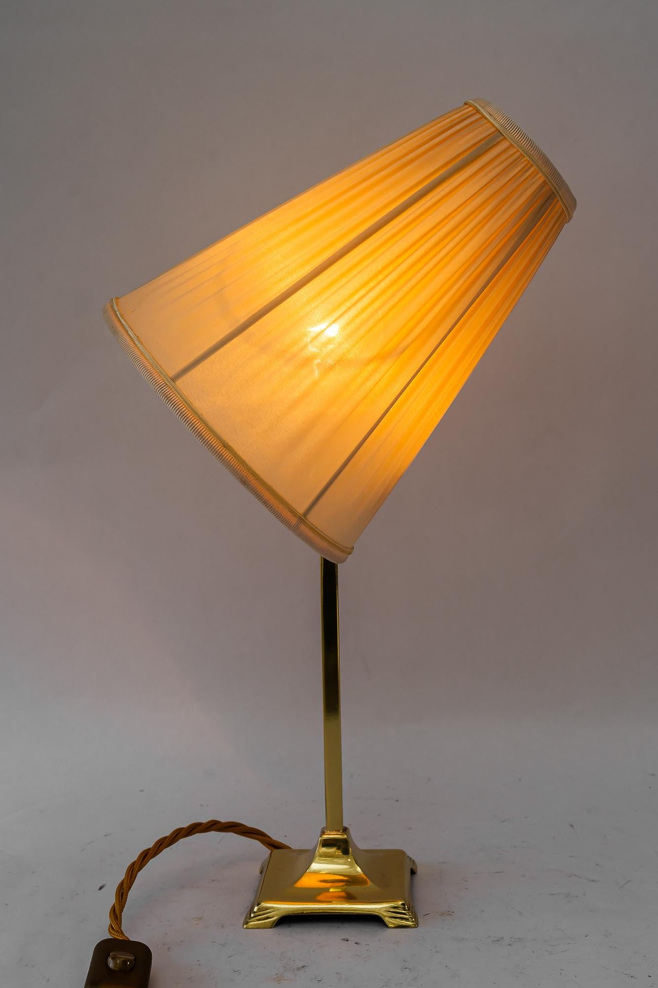 Art Deco brass Table lamp with fabric shade vienna around 1920s For Sale 7