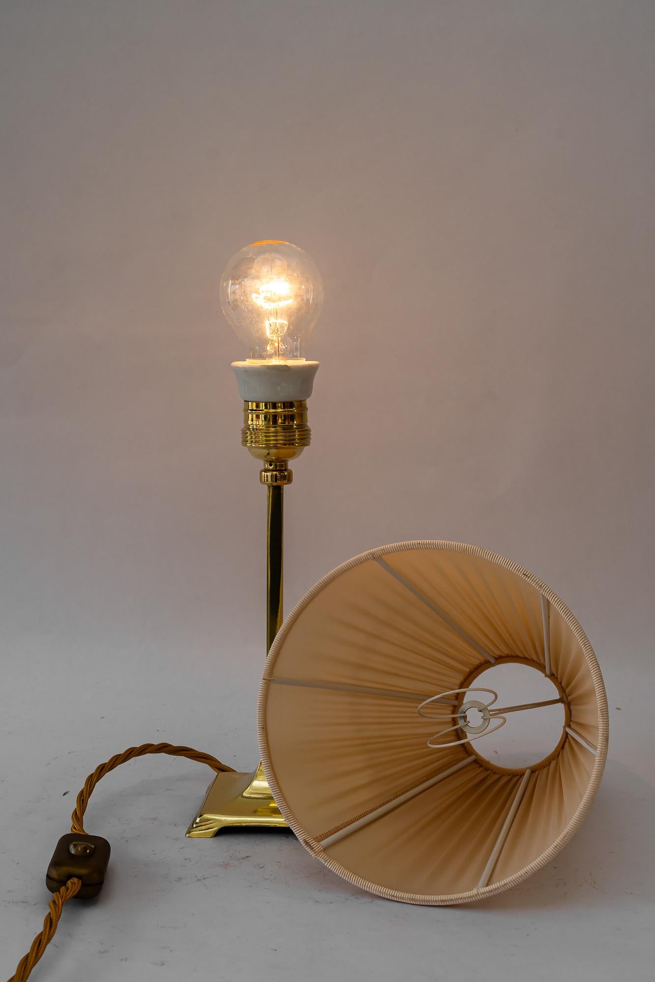 Art Deco brass Table lamp with fabric shade vienna around 1920s For Sale 8