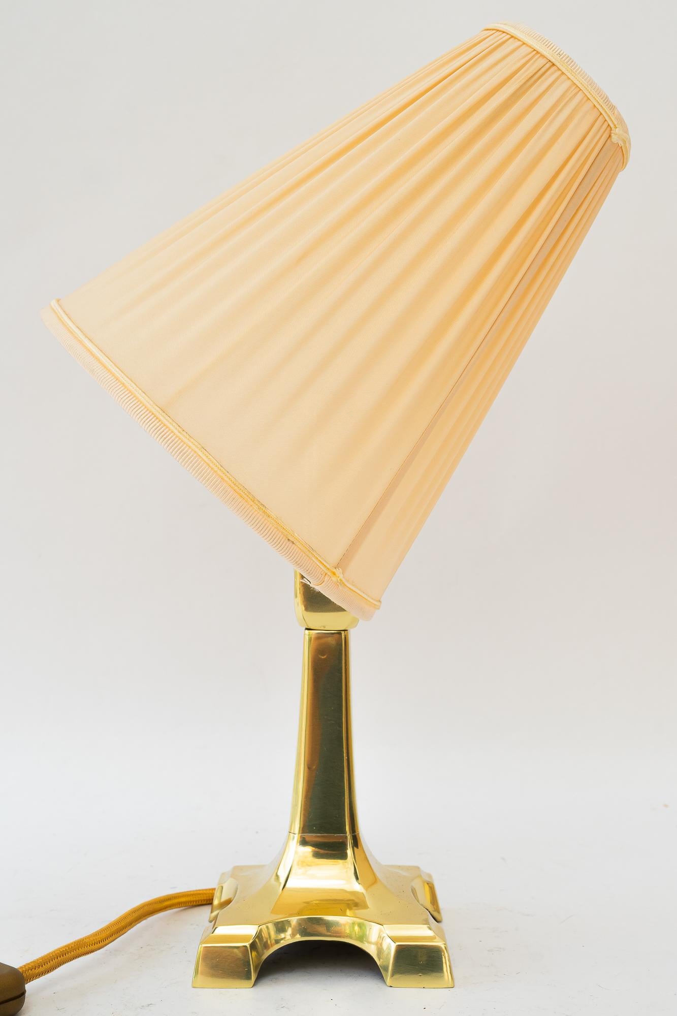 Art Deco brass table lamp with fabric shade vienna around 1920s In Good Condition For Sale In Wien, AT