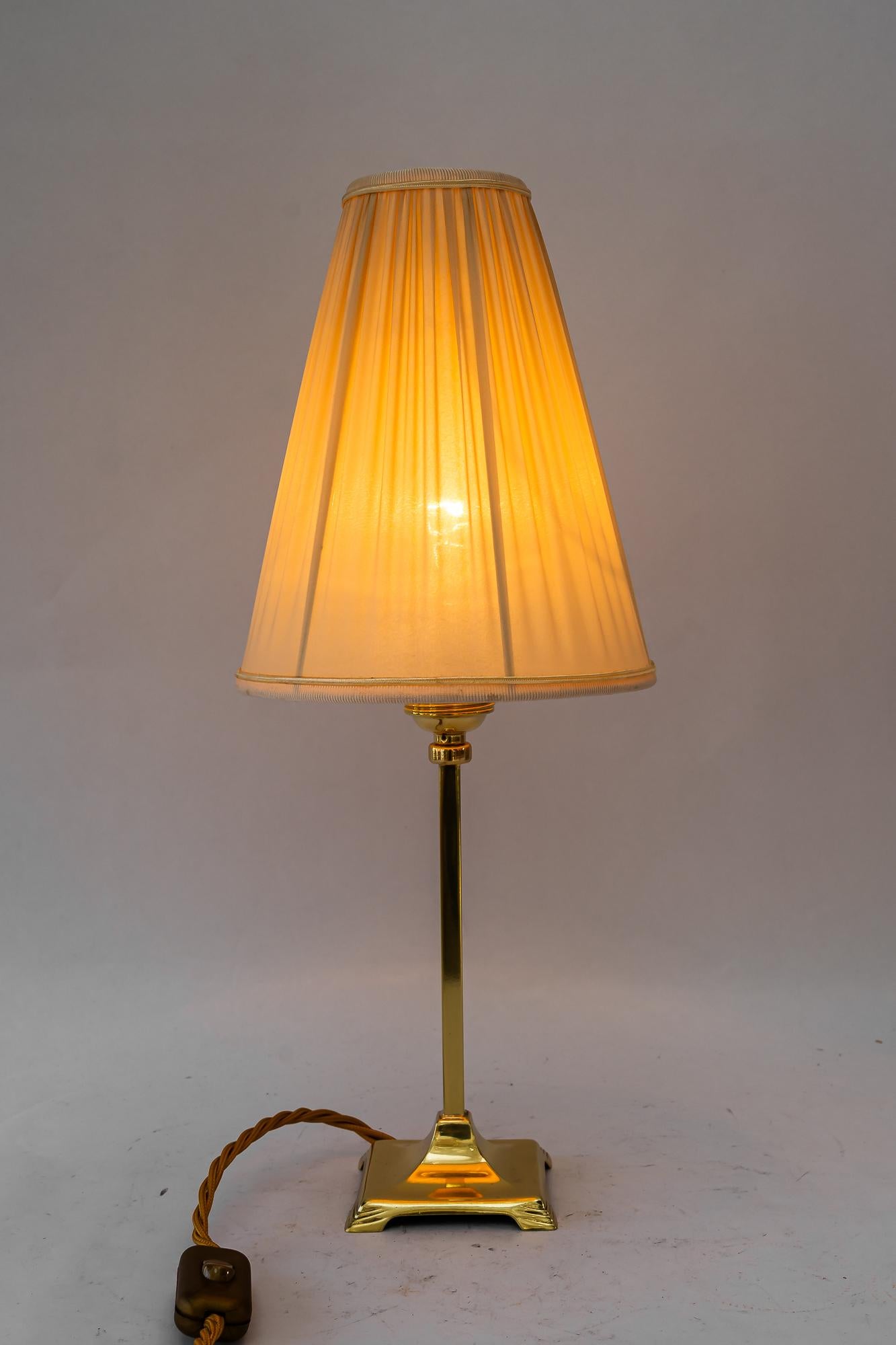 Art Deco brass Table lamp with fabric shade vienna around 1920s For Sale 1