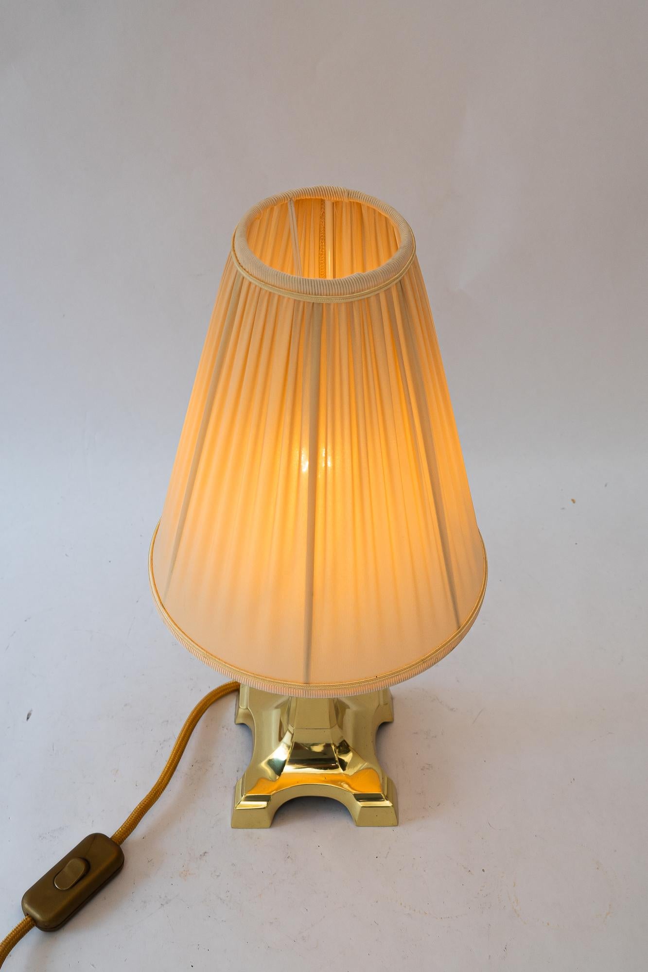 Art Deco brass table lamp with fabric shade vienna around 1920s For Sale 1