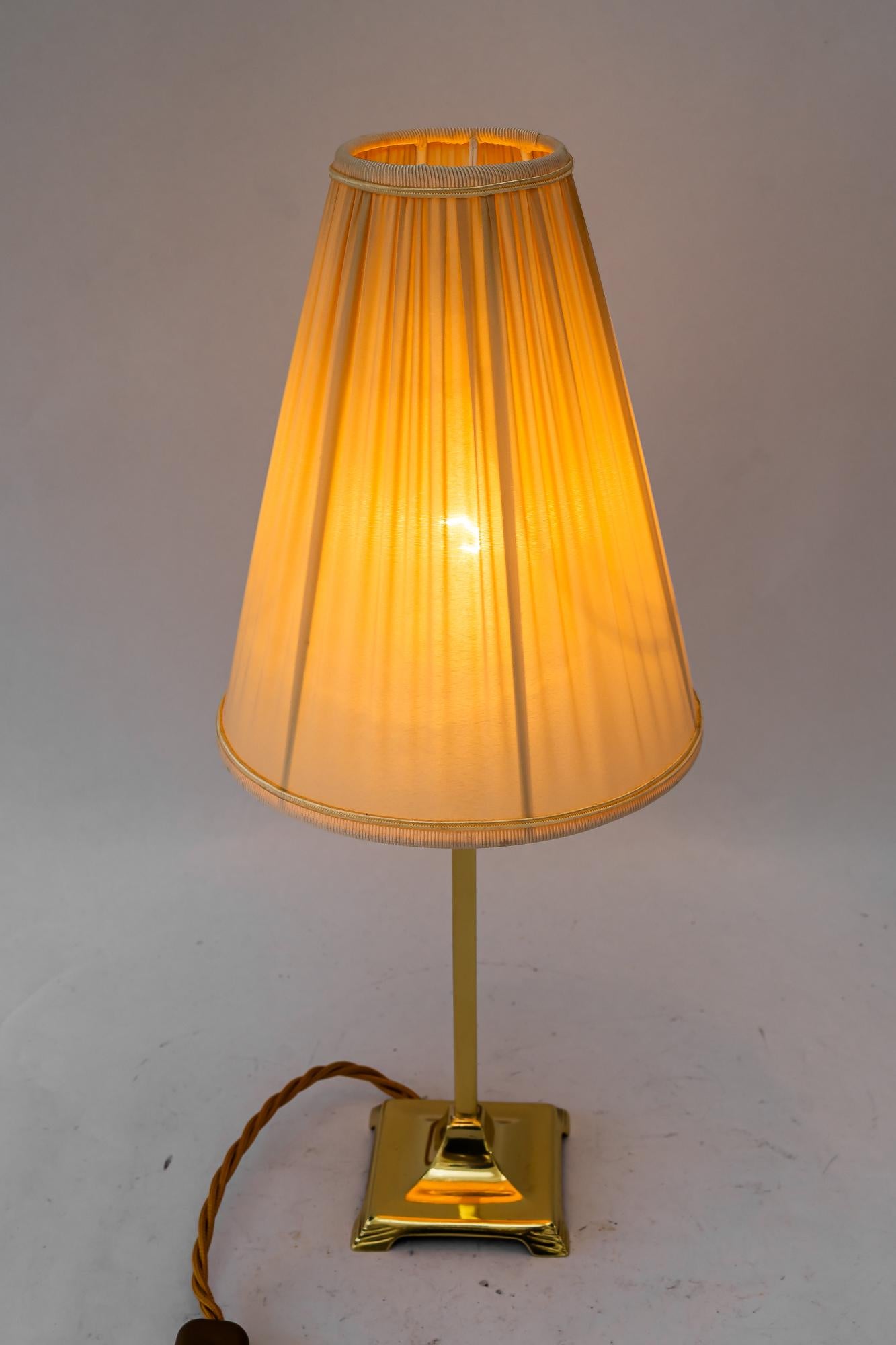 Art Deco brass Table lamp with fabric shade vienna around 1920s For Sale 2