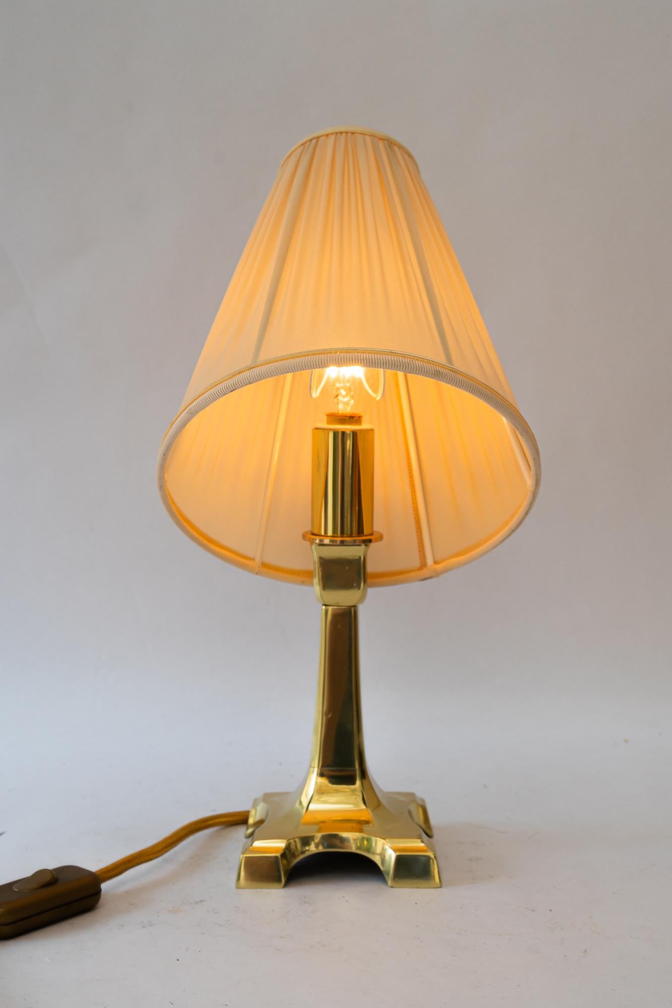 Art Deco brass table lamp with fabric shade vienna around 1920s For Sale 2