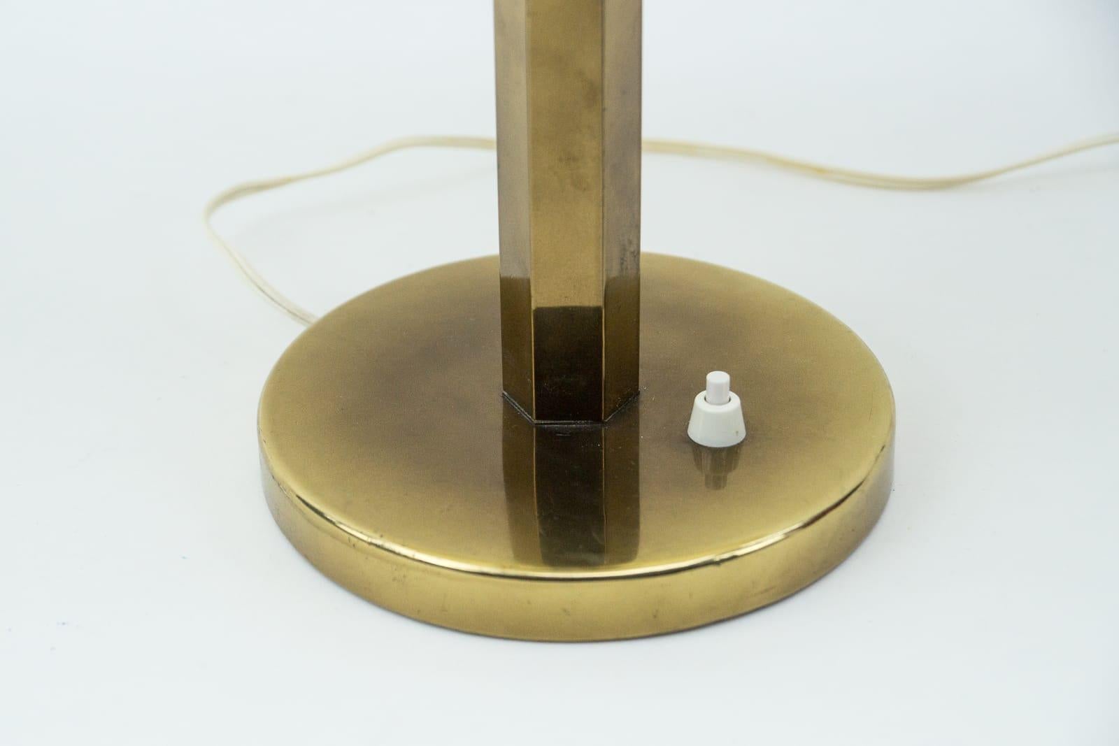 Art Deco Brass Table Lamp with Glass Shade, 1940s, Germany 2