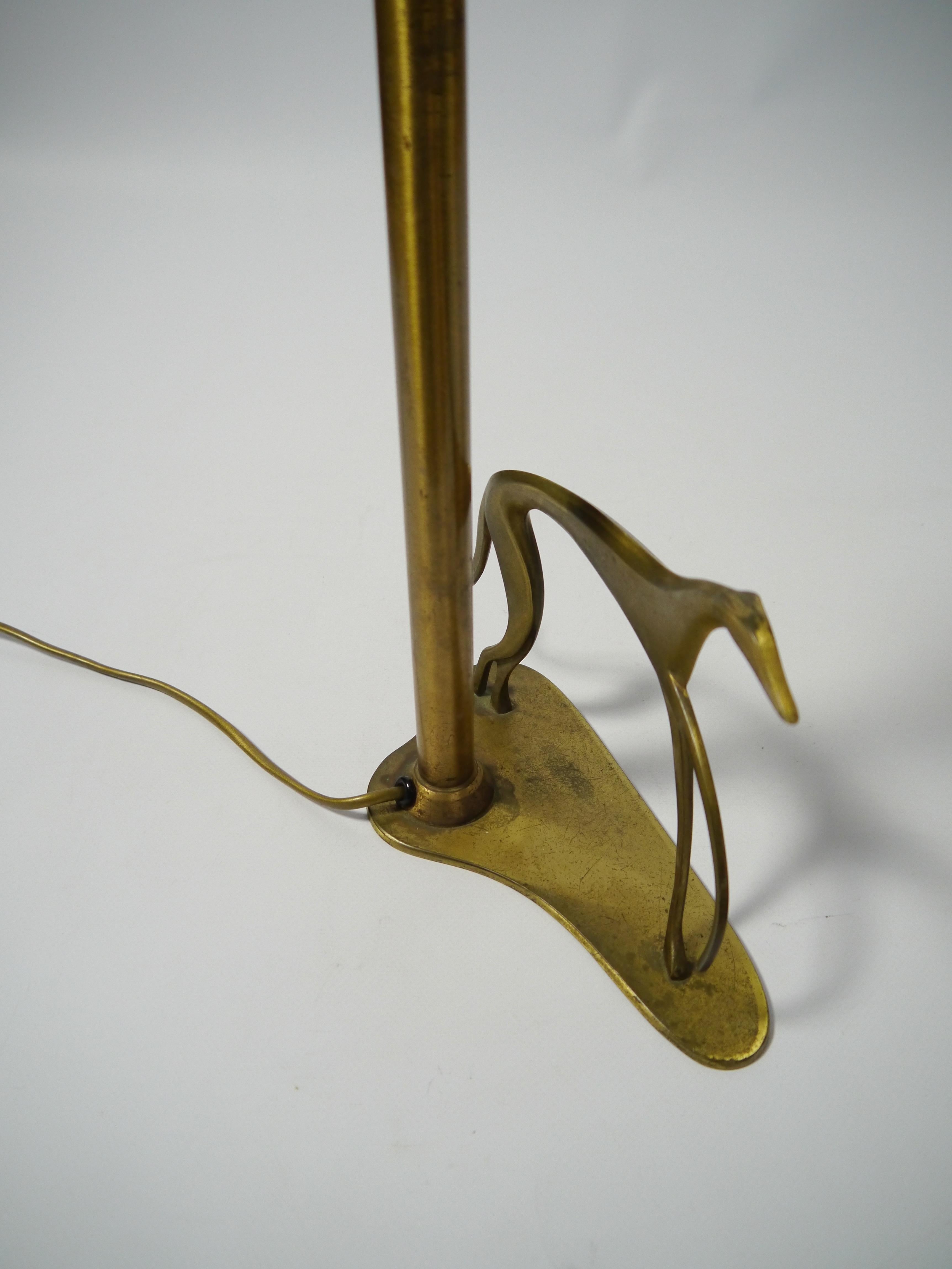 Art Deco Brass Table Lamp with Greyhound Figure, 1940s 4