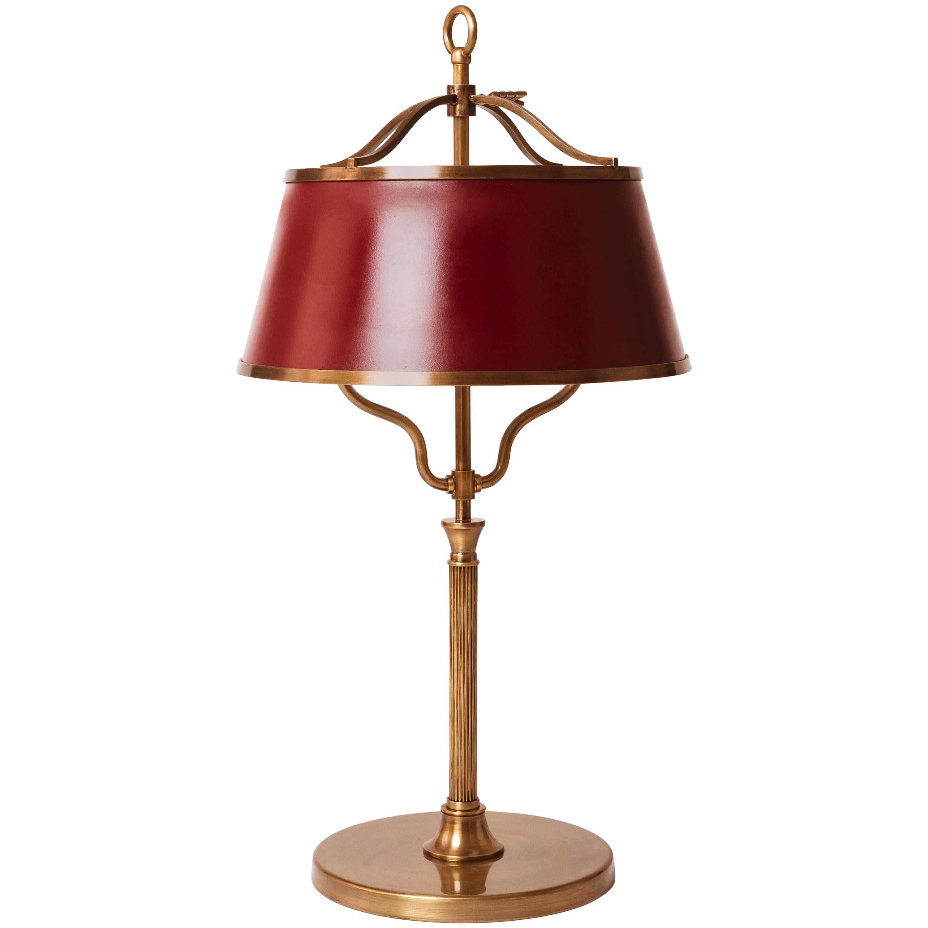 Art Deco Style Brass Table Lamp with Painted Brass Shade