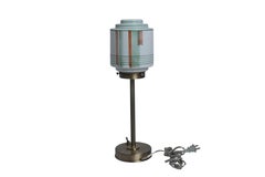 Art Deco Brass Table Lamps with Art Glass European Shades