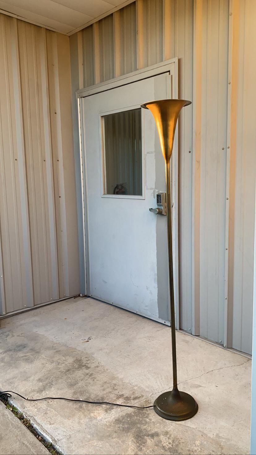 Art Deco Brass Torchiere Floor Lamp 1