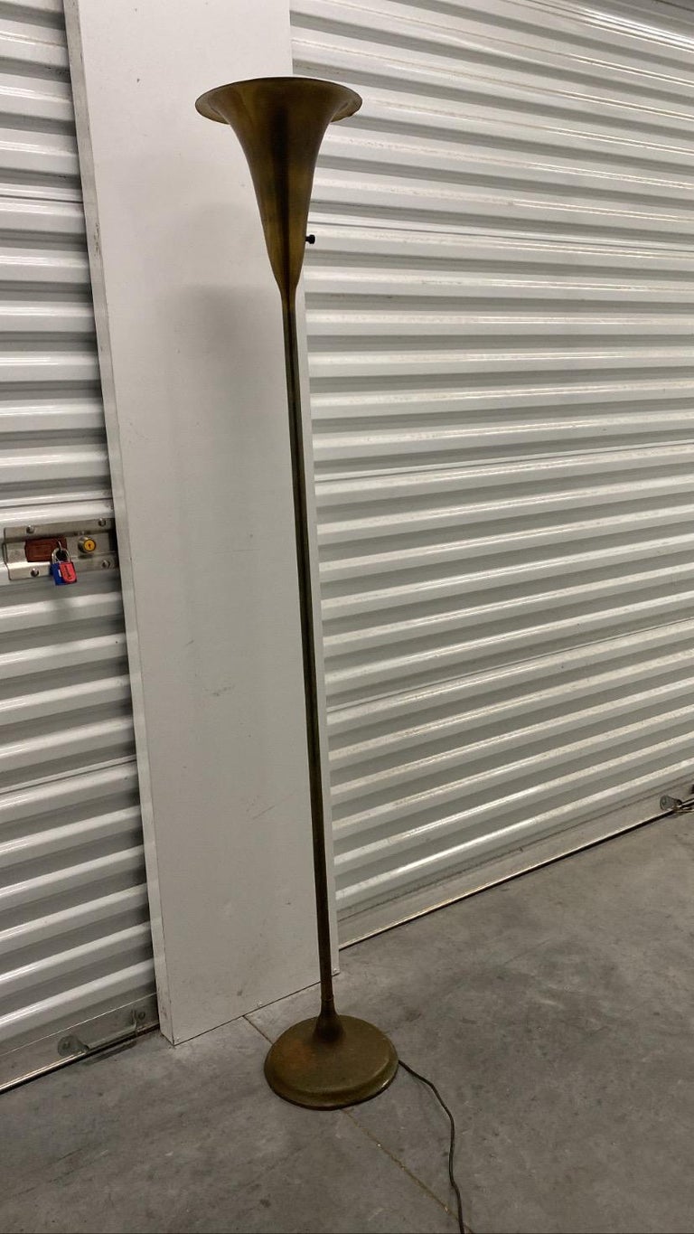 Art Deco Brass Torchiere Floor Lamp For Sale at 1stDibs