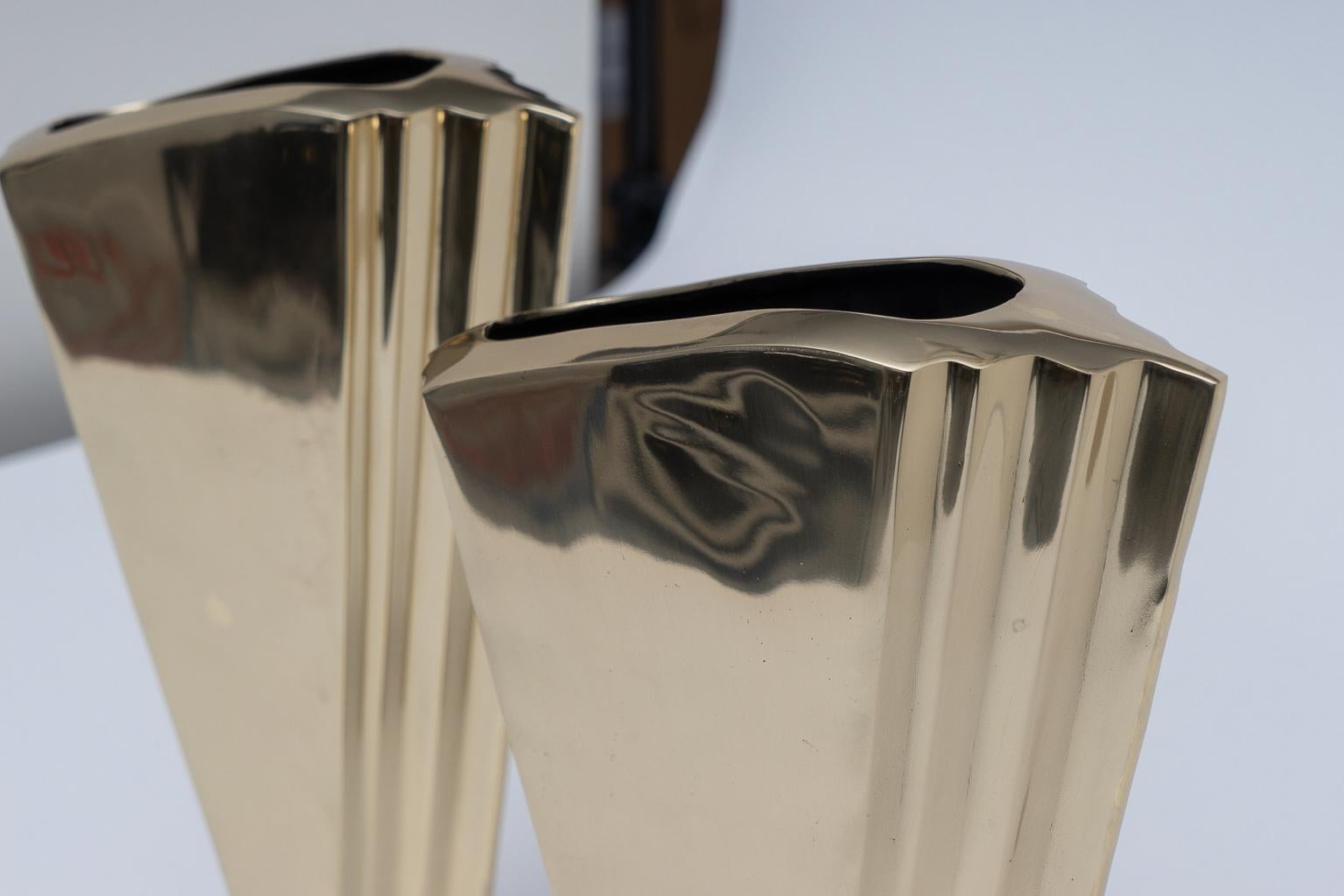 20th Century Art Deco Brass Vases
