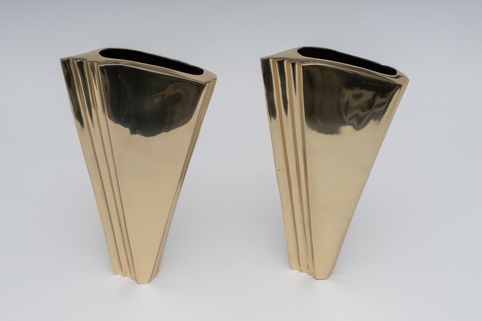 Art Deco Brass Vases 2