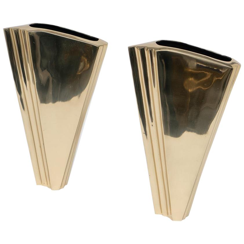 Art Deco Brass Vases