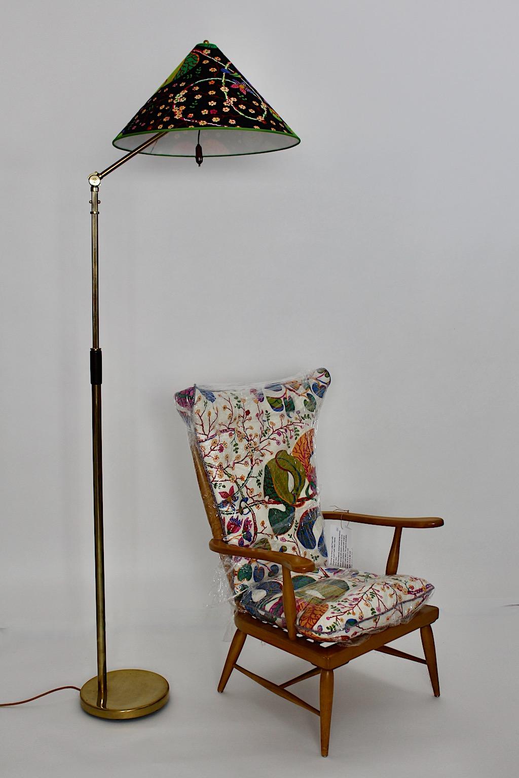 Lampadaire Art Déco en laiton vintage par Kaspar & Sic Vienne 1932 Tissu Josef Frank en vente 10