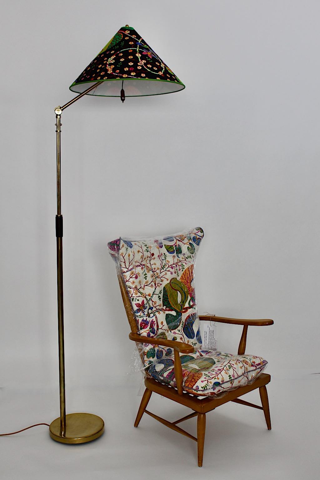 Art Deco Brass Vintage Floor Lamp by Kaspar & Sic Vienna 1932 Josef Frank Fabric For Sale 12