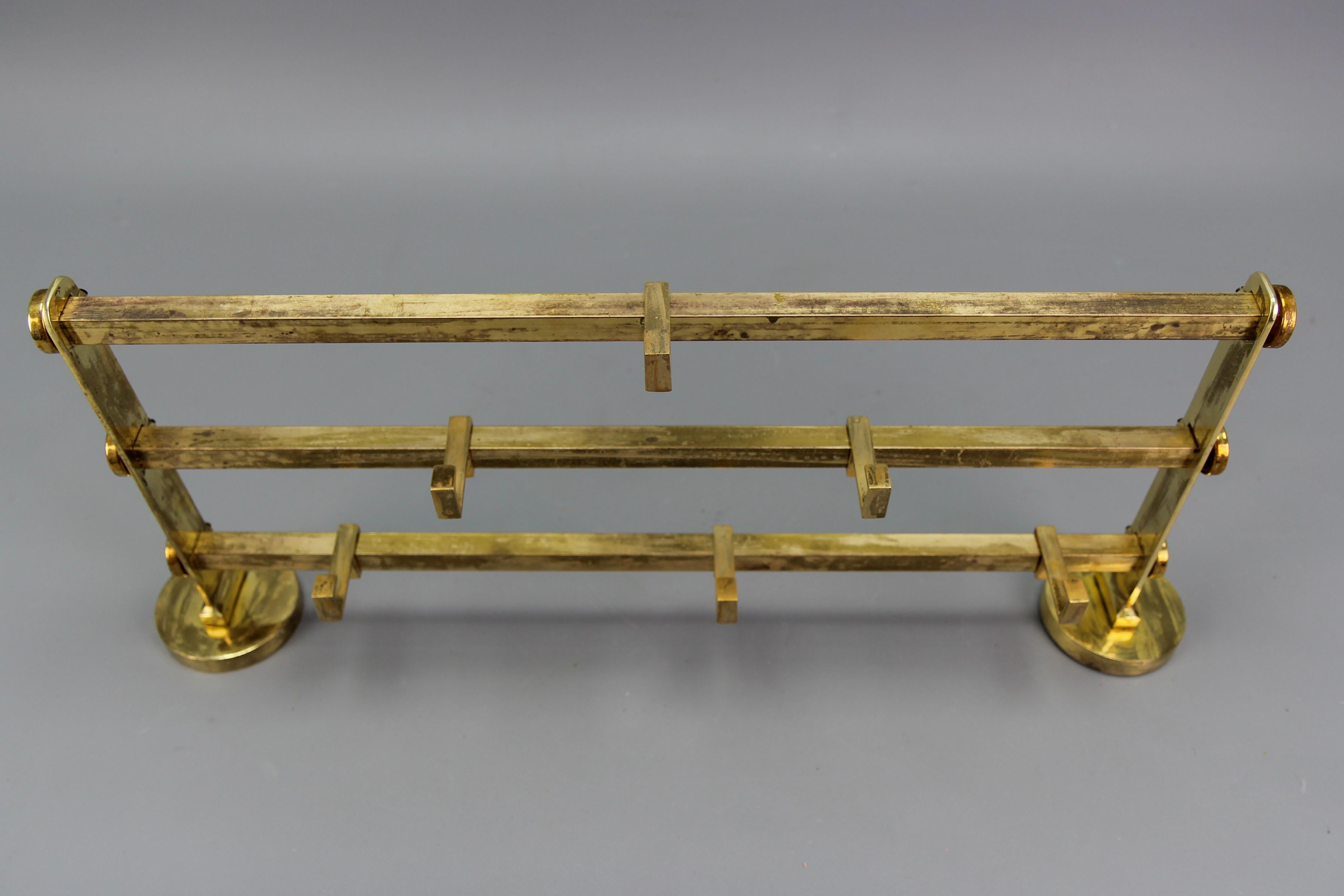 Art Deco Brass Wall Coat Rack, 1930s For Sale 5