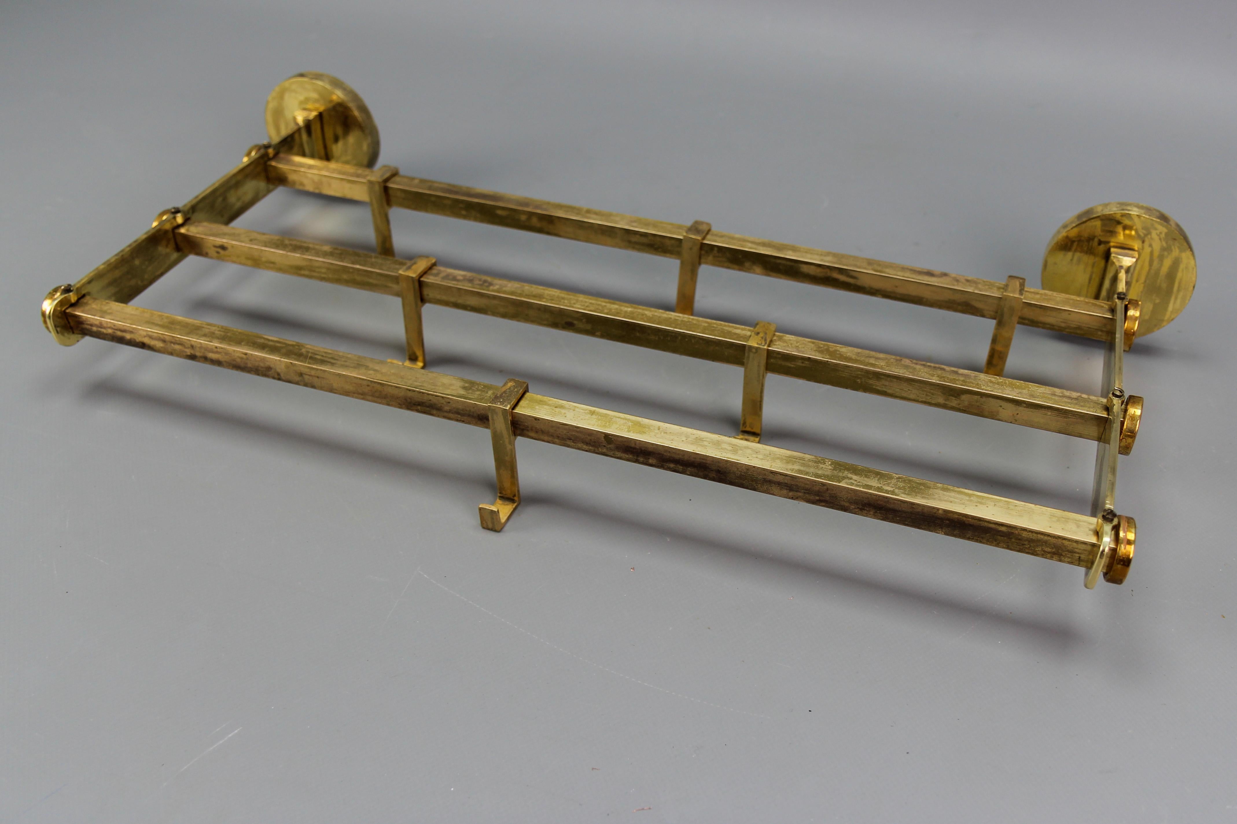 Art Deco Brass Wall Coat Rack, 1930s For Sale 7