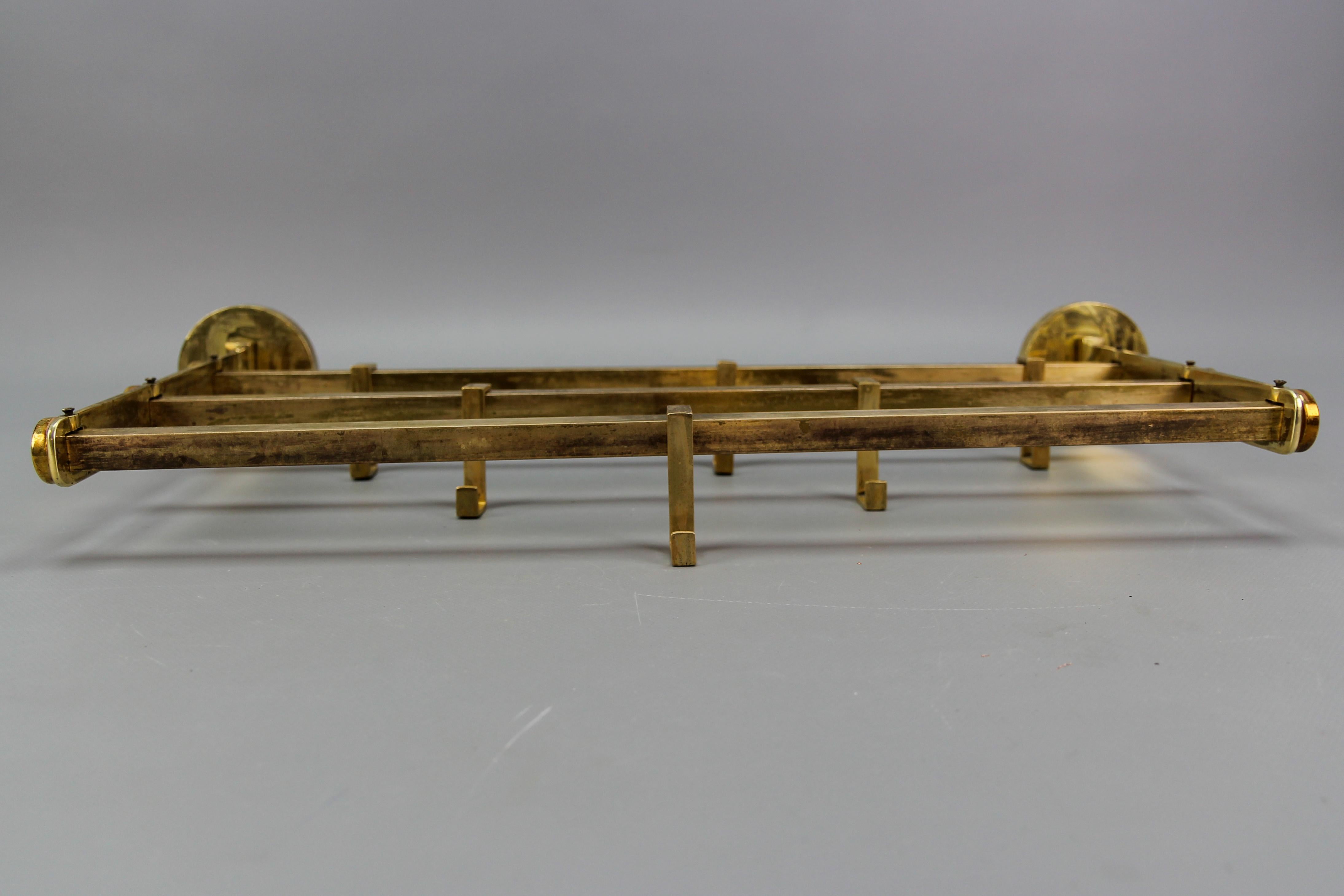 Art Deco Brass Wall Coat Rack, 1930s For Sale 8