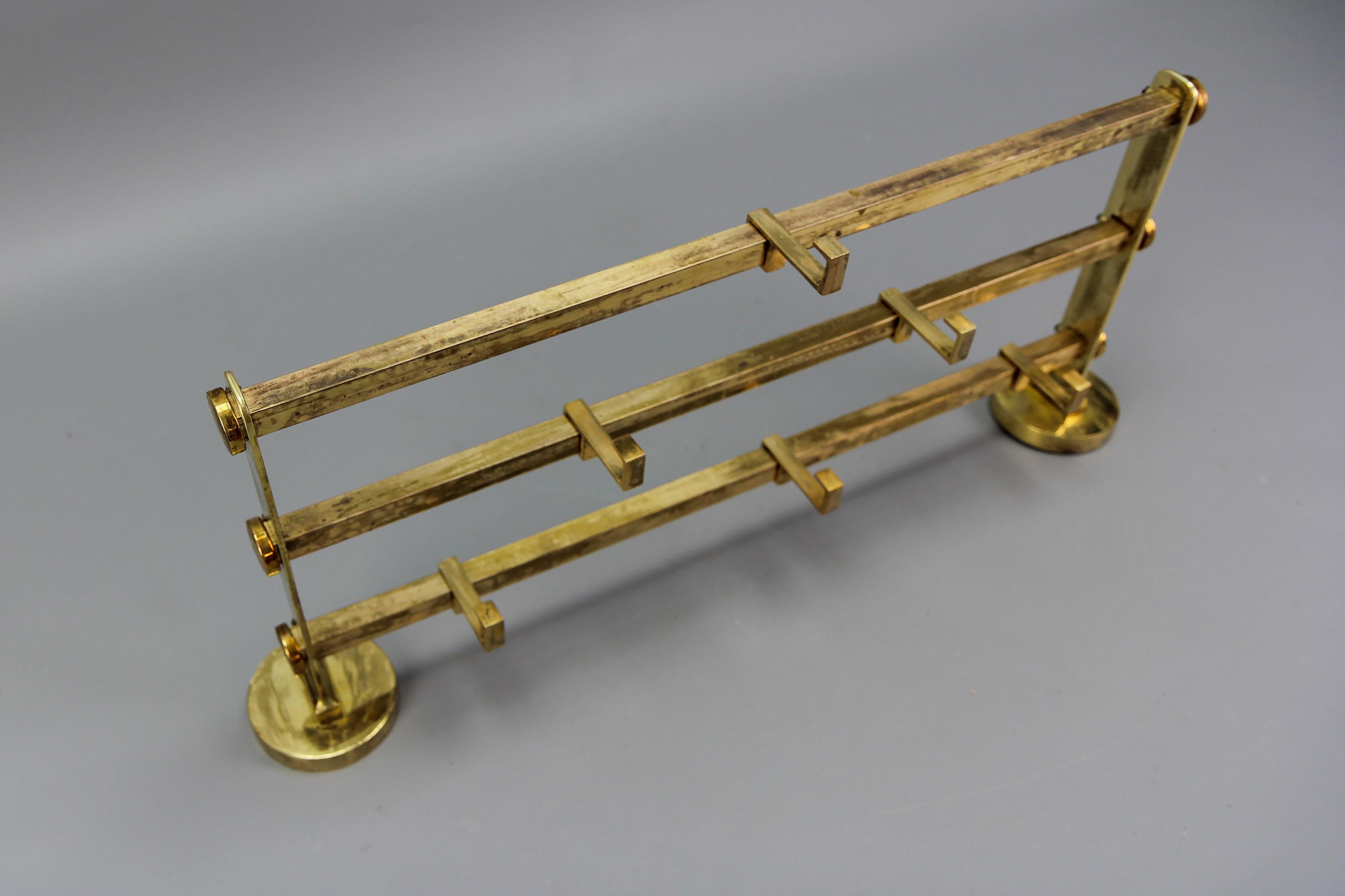 Art Deco Brass Wall Coat Rack, 1930s For Sale 9