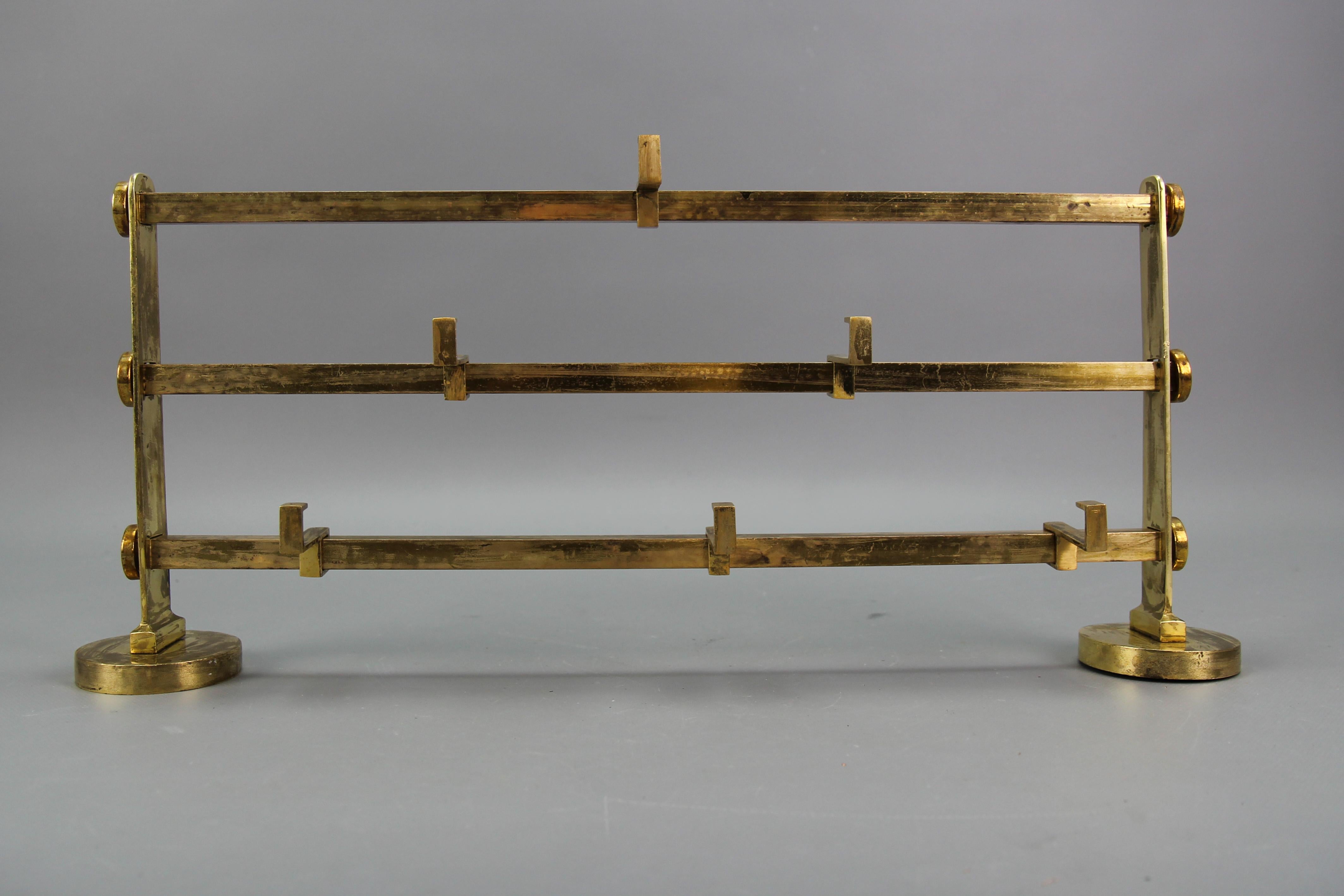 Art Deco Brass Wall Coat Rack, 1930s For Sale 10