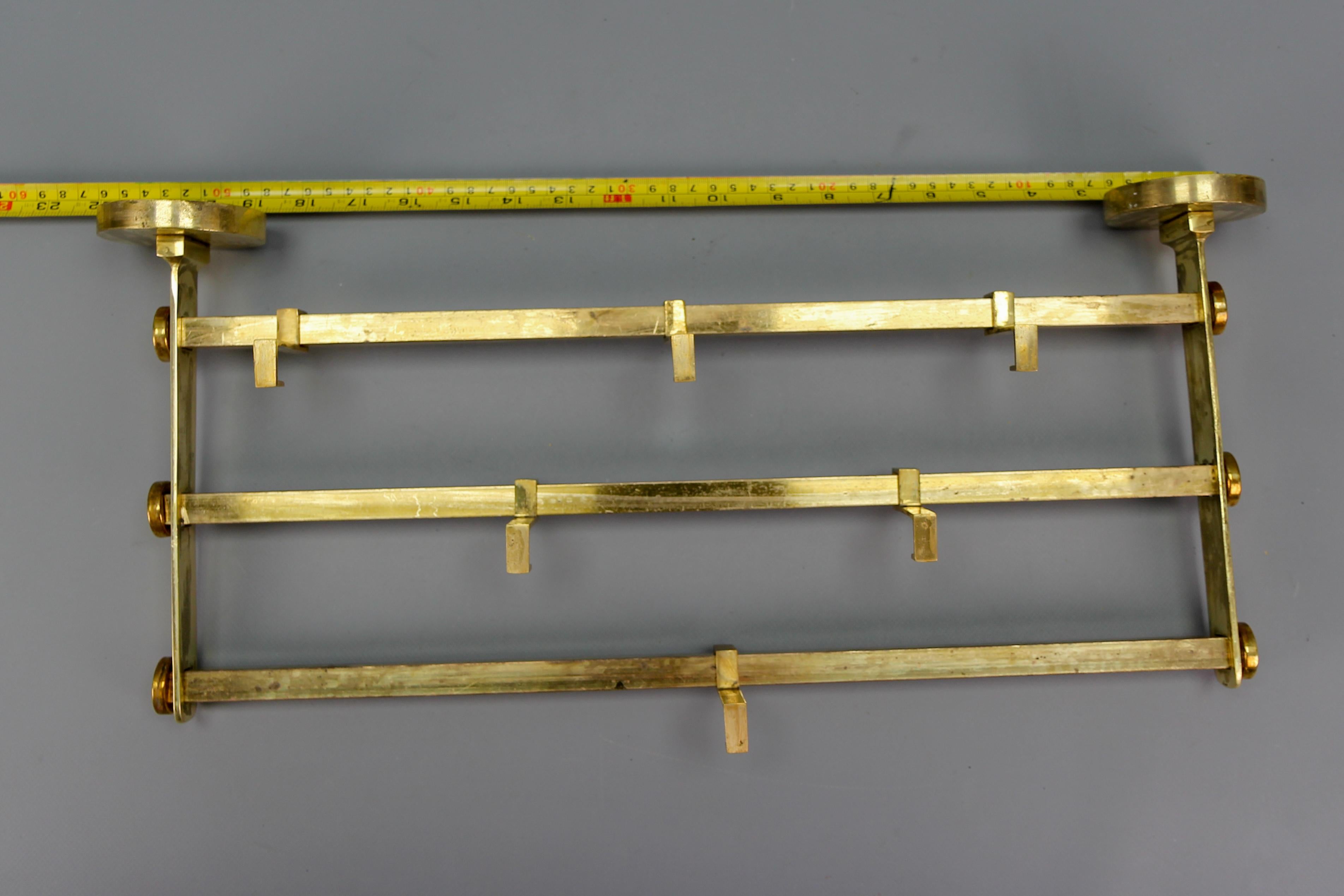 Art Deco Brass Wall Coat Rack, 1930s For Sale 12