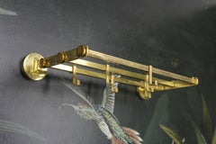 Art Deco Brass Wall Coat Rack with Six Hooks, Germany, Circa 1930