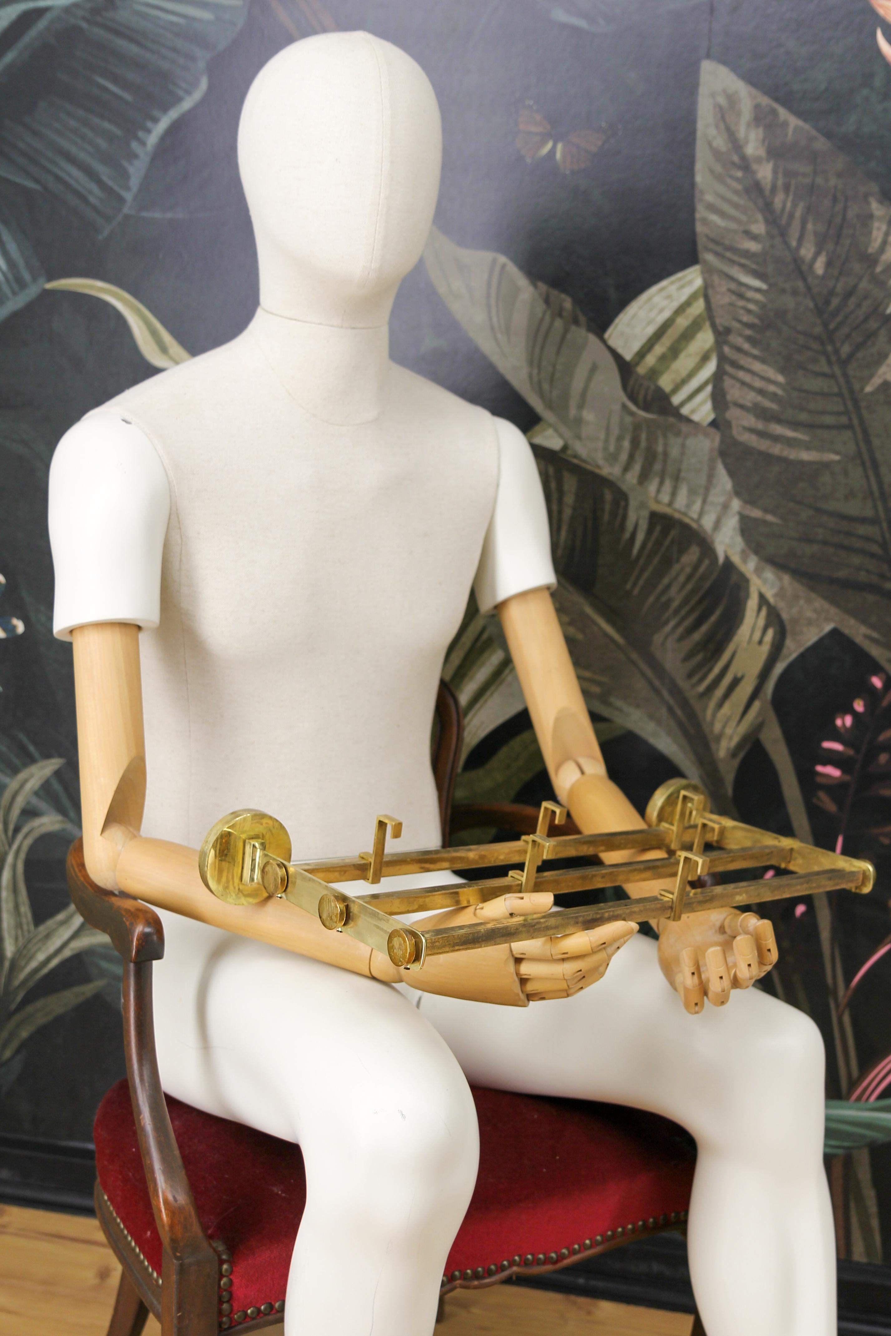 Art Deco Brass Wall Coat Rack, 1930s For Sale 3