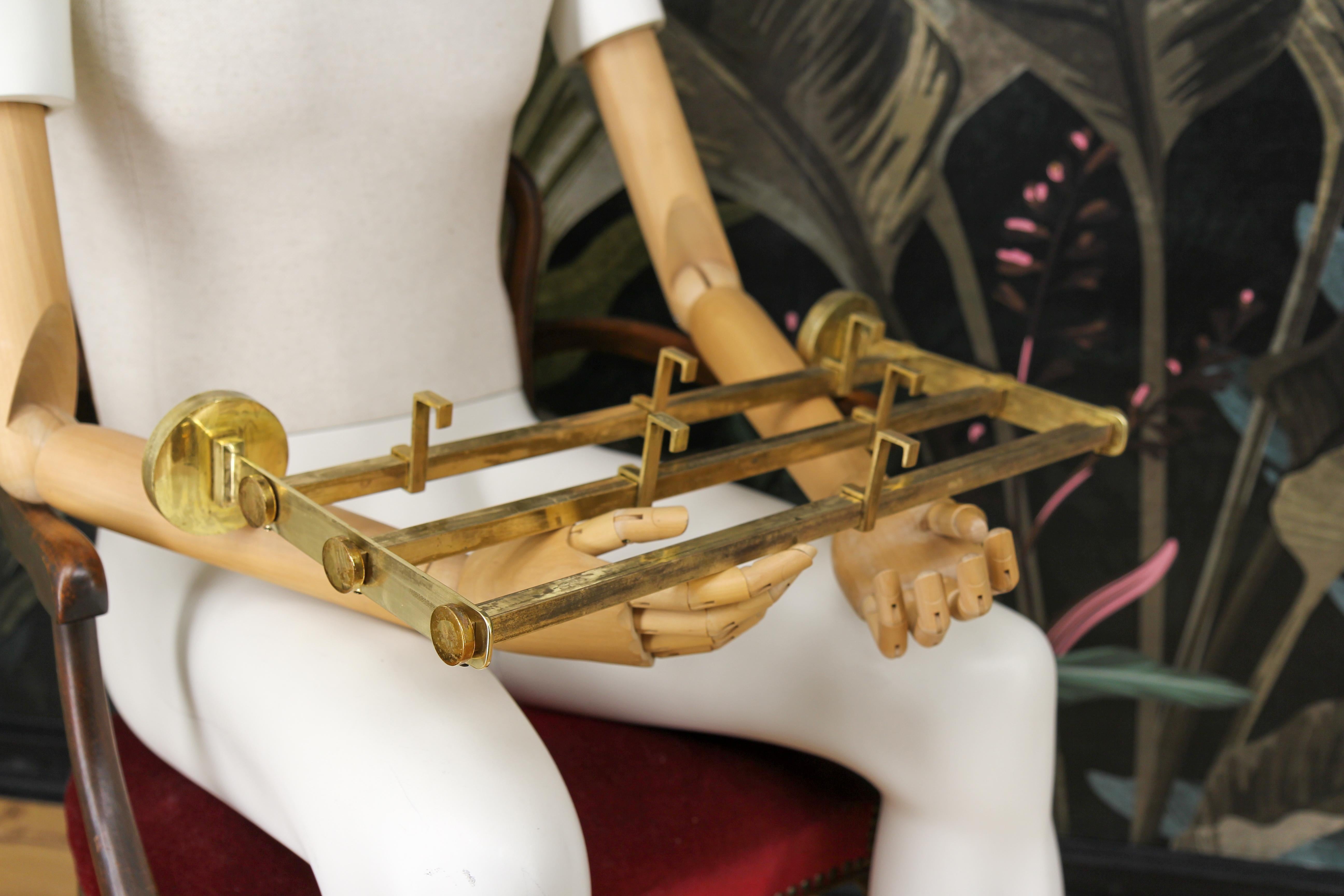 Art Deco Brass Wall Coat Rack, 1930s For Sale 4
