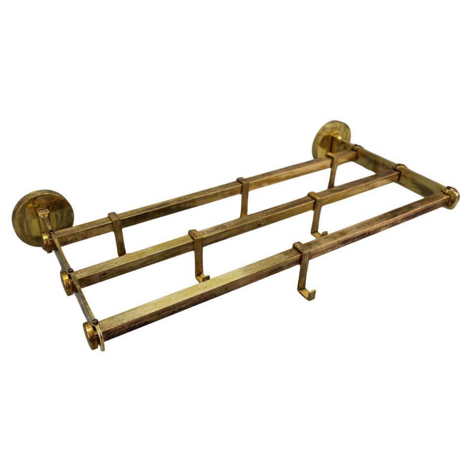 Art Deco Wall Coat Rack with Mirror made of brass, 1930s For Sale at ...