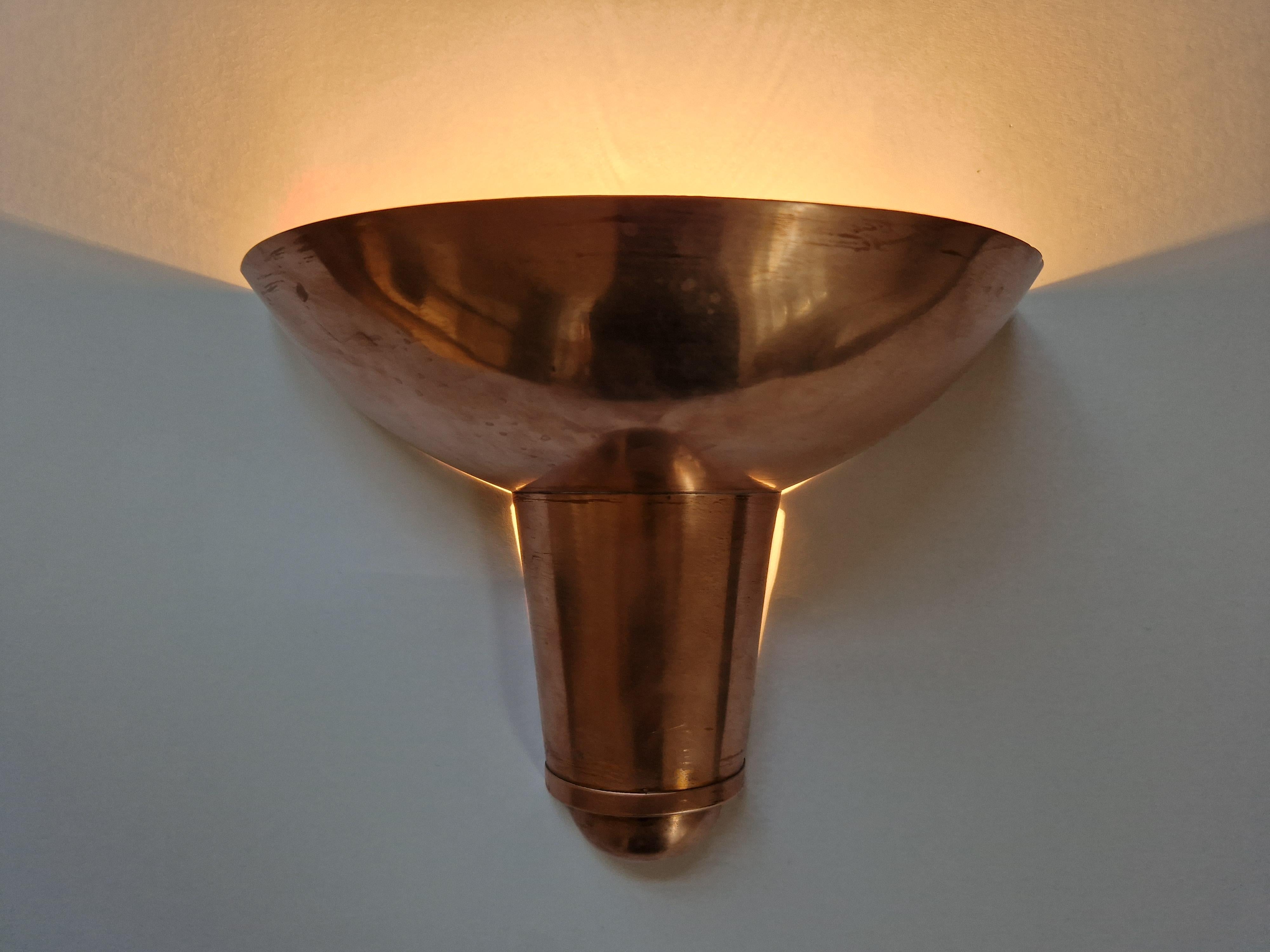 Art deco Brass Wall Lamp, Bauhaus, Functionalism, 1930s For Sale 5