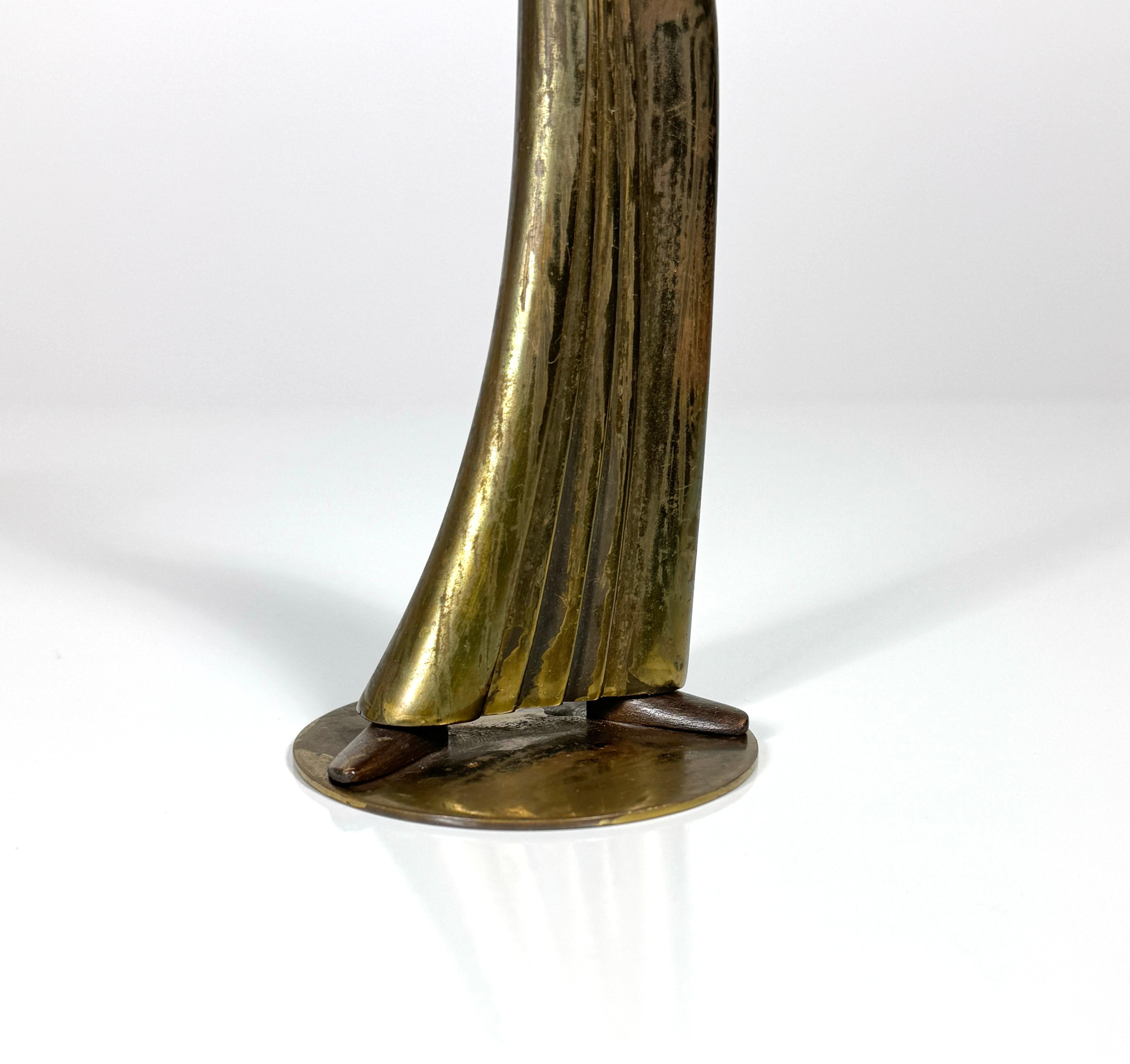 Art Deco Brass & Wood Figural Female Sculpture by Hagenauer Wien Austria 1930s For Sale 7