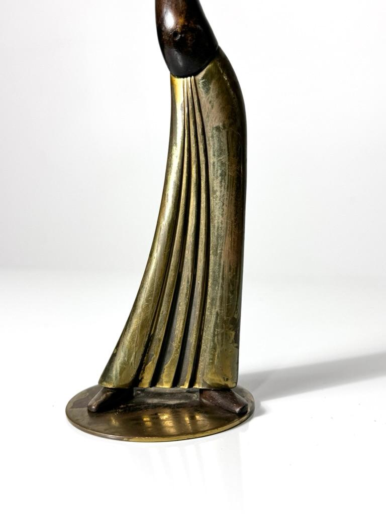 Art Deco Brass & Wood Figural Female Sculpture by Hagenauer Wien Austria 1930s For Sale 4