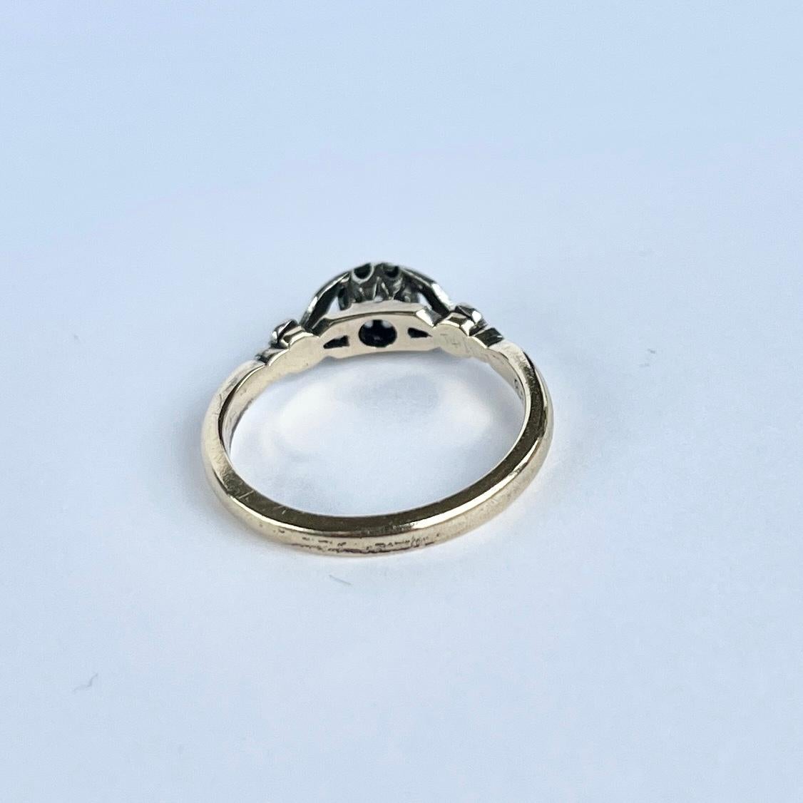 Old European Cut Art Deco Bravingtons Diamond and 9 Carat Gold Solitaire Ring For Sale