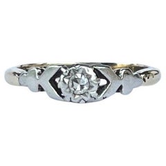 Art Deco Bravingtons Diamond and 9 Carat Gold Solitaire Ring