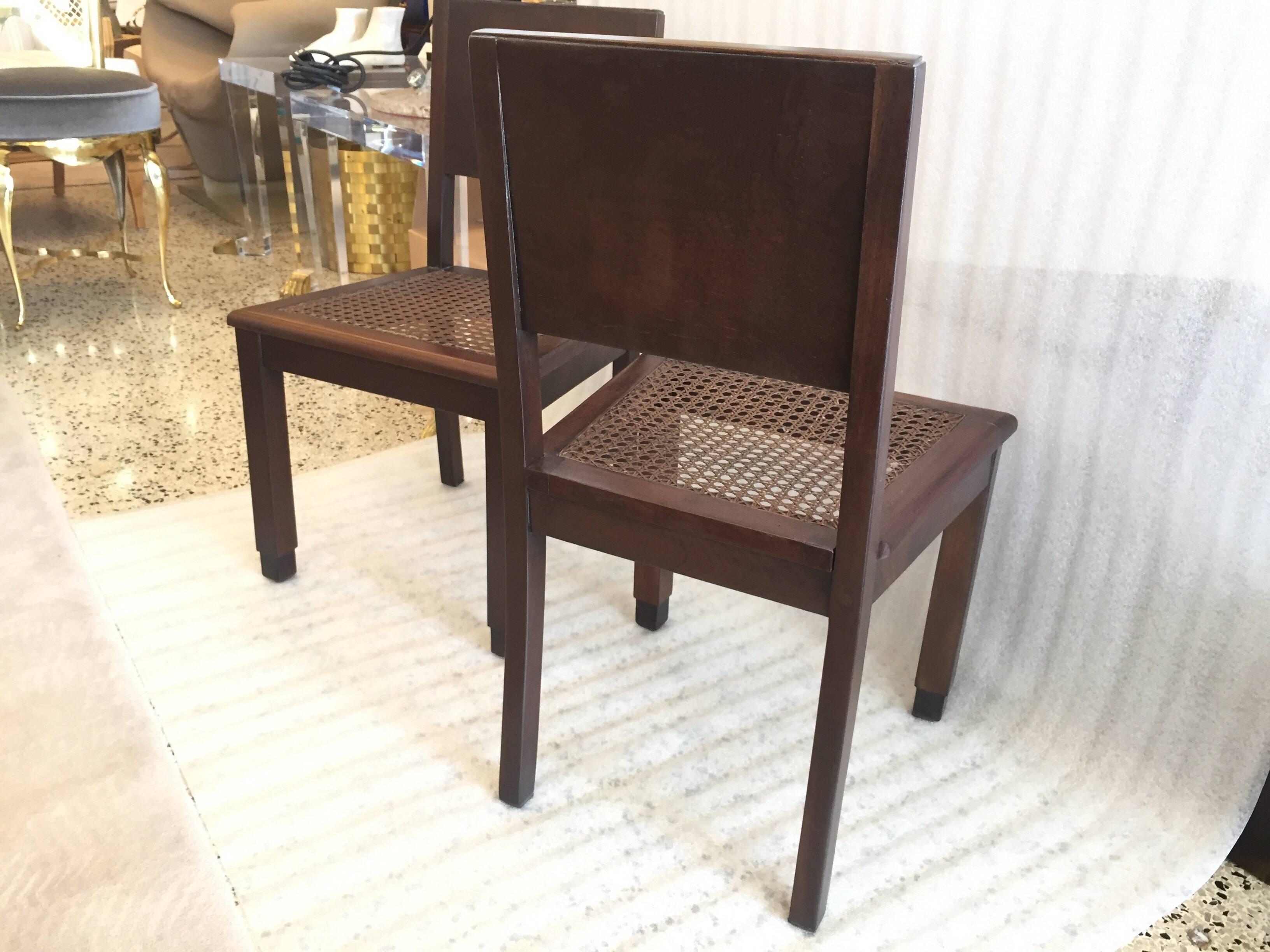 Wicker Art Deco Brazilian Hardwood Petite Chairs For Sale