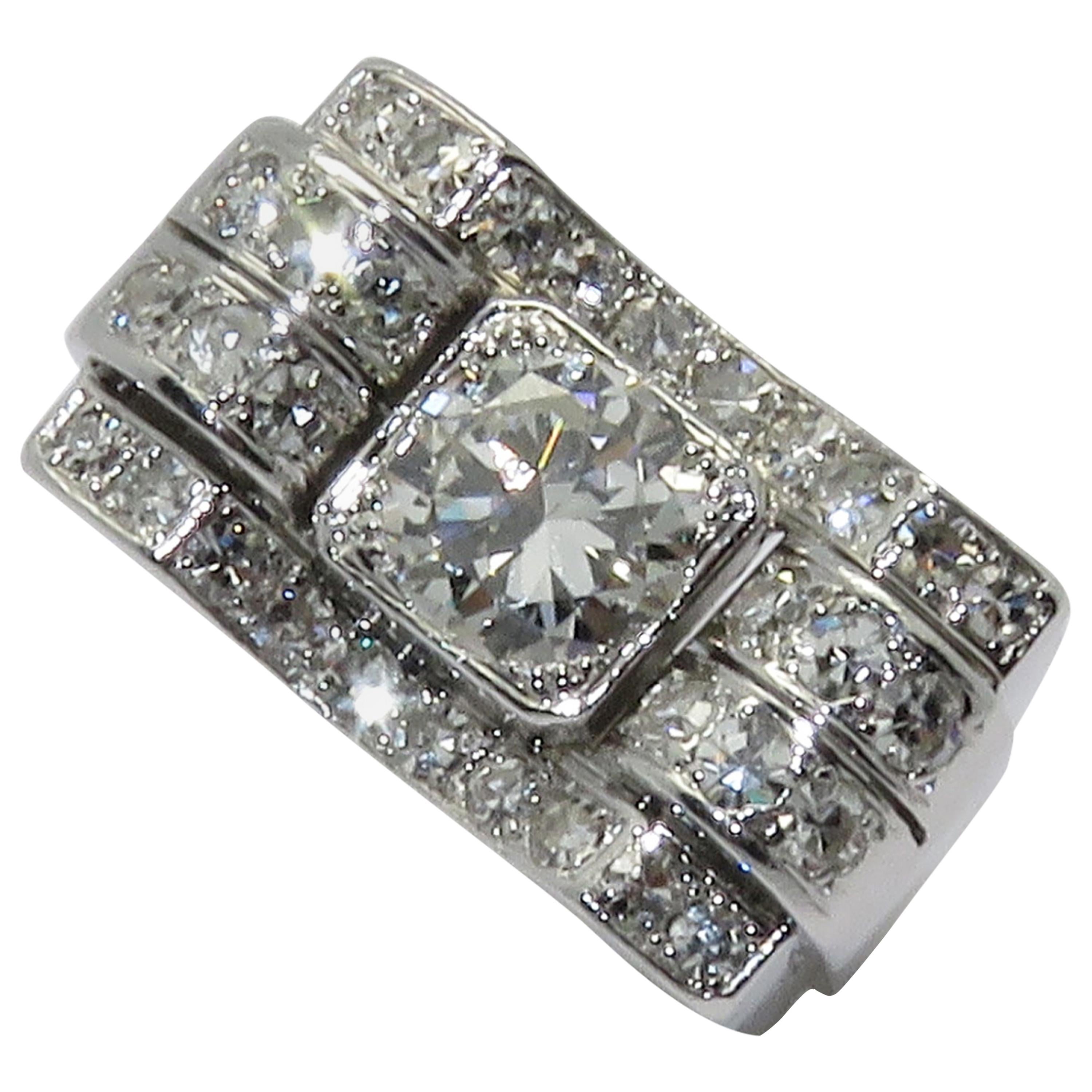 Art Deco Bridge Platinum Diamond Ring