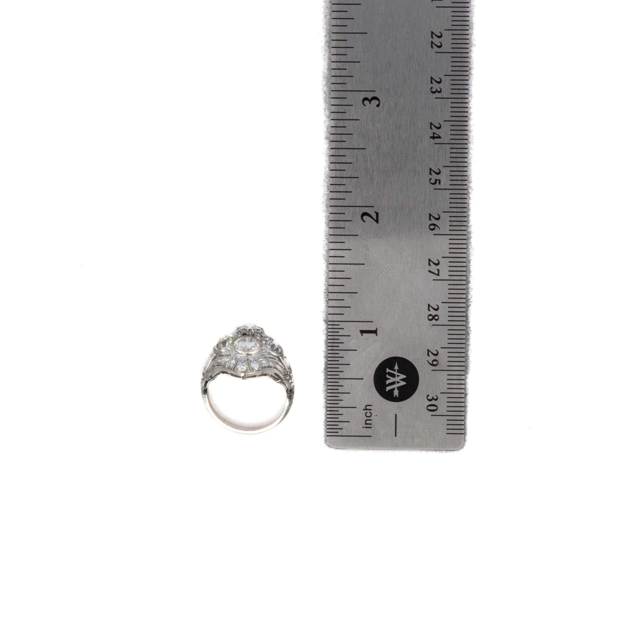 Round Cut Art Deco Brilliant Cut Diamond Ring For Sale