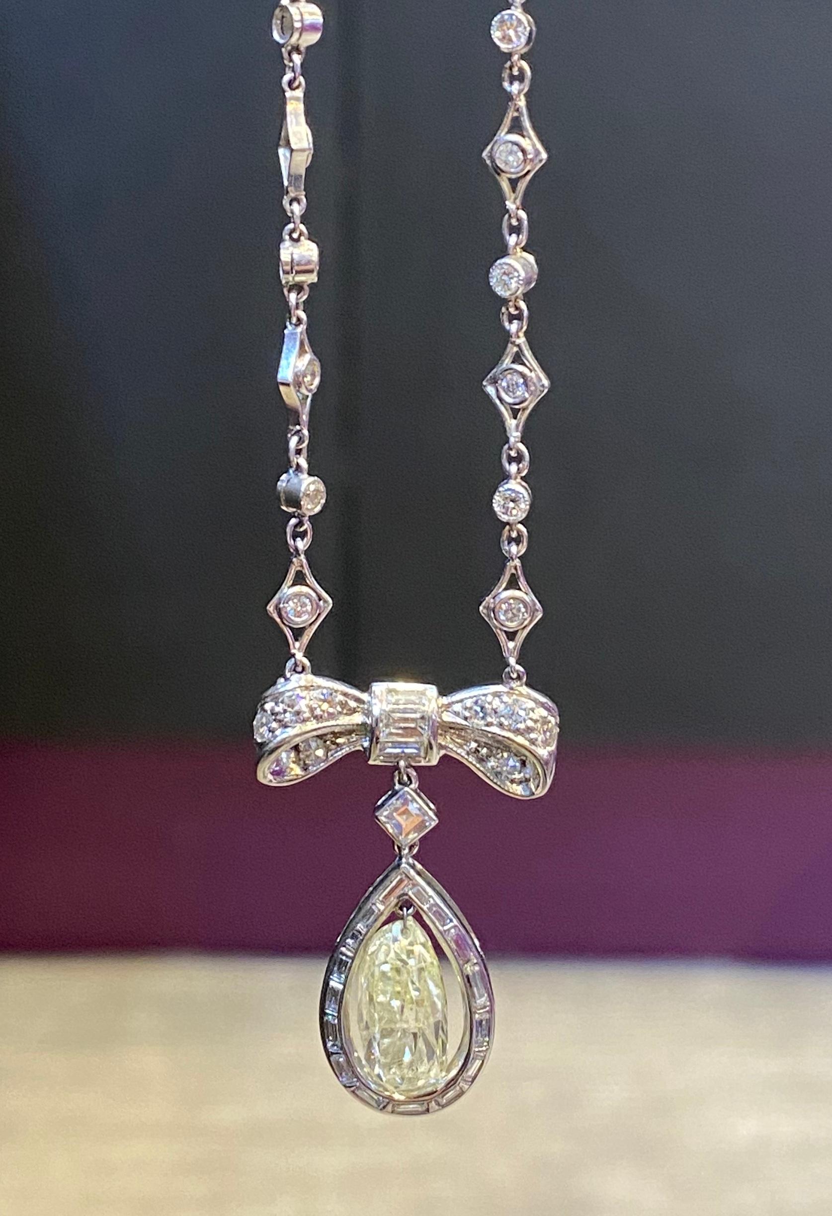 Diamant-Schleifen-Halskette im Briolette-Schliff, Art déco Damen im Angebot