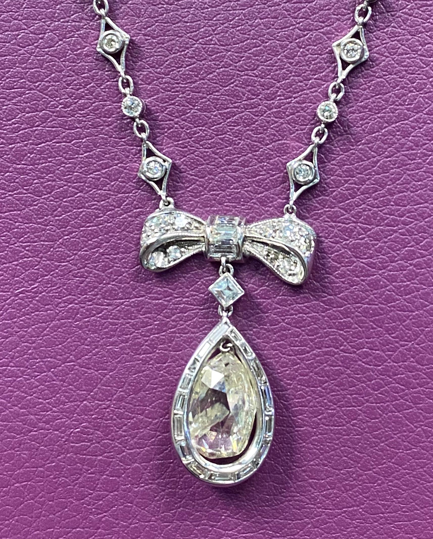 Diamant-Schleifen-Halskette im Briolette-Schliff, Art déco im Angebot 1