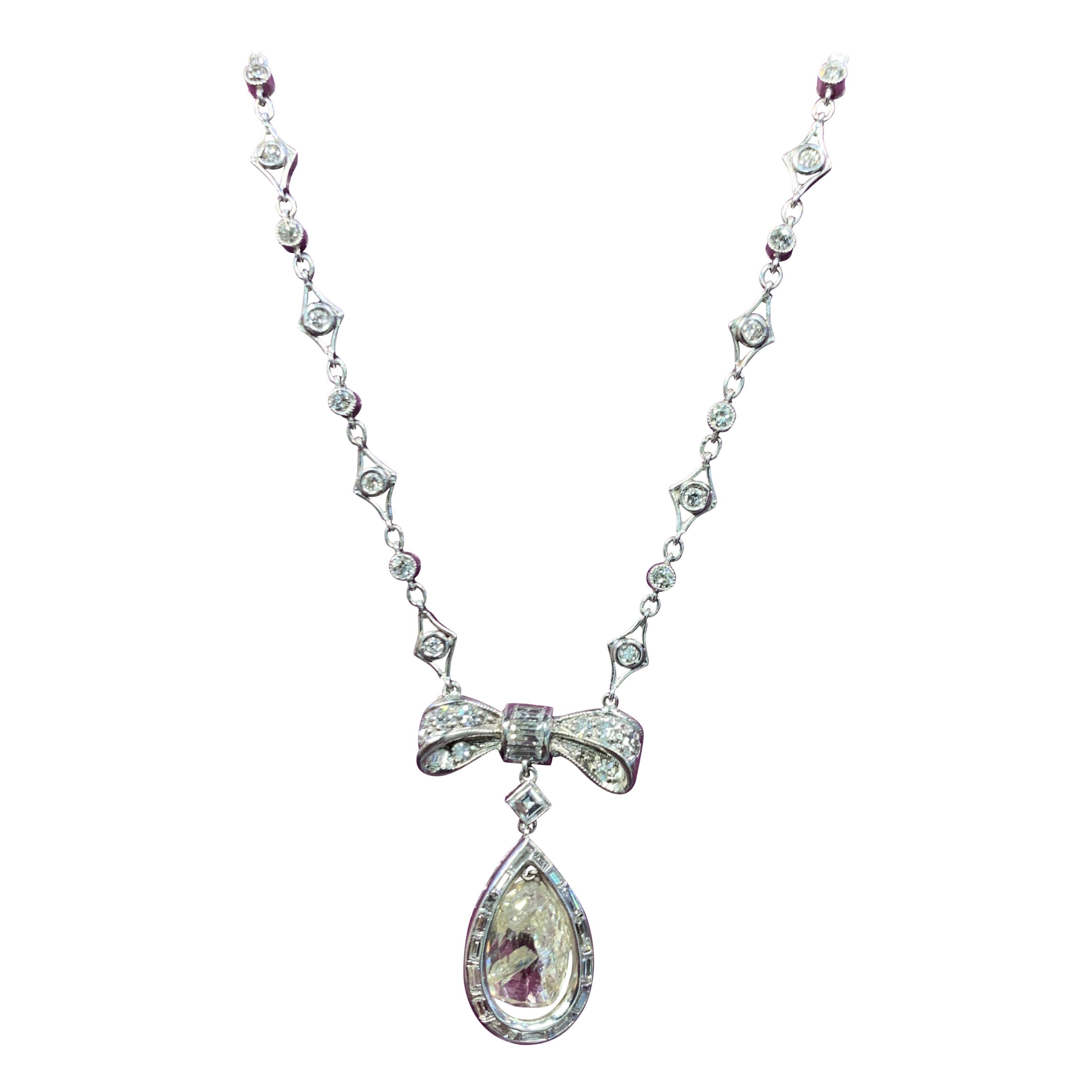 Diamant-Schleifen-Halskette im Briolette-Schliff, Art déco im Angebot