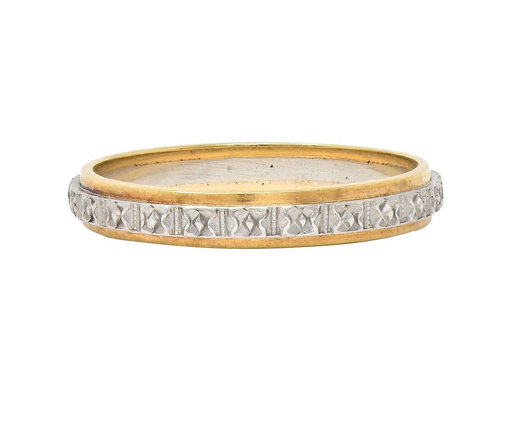 Art Deco Bristol Ring Co. Platin 14 Karat Gelbgold Orange Blossom Ring im Zustand „Hervorragend“ im Angebot in Philadelphia, PA