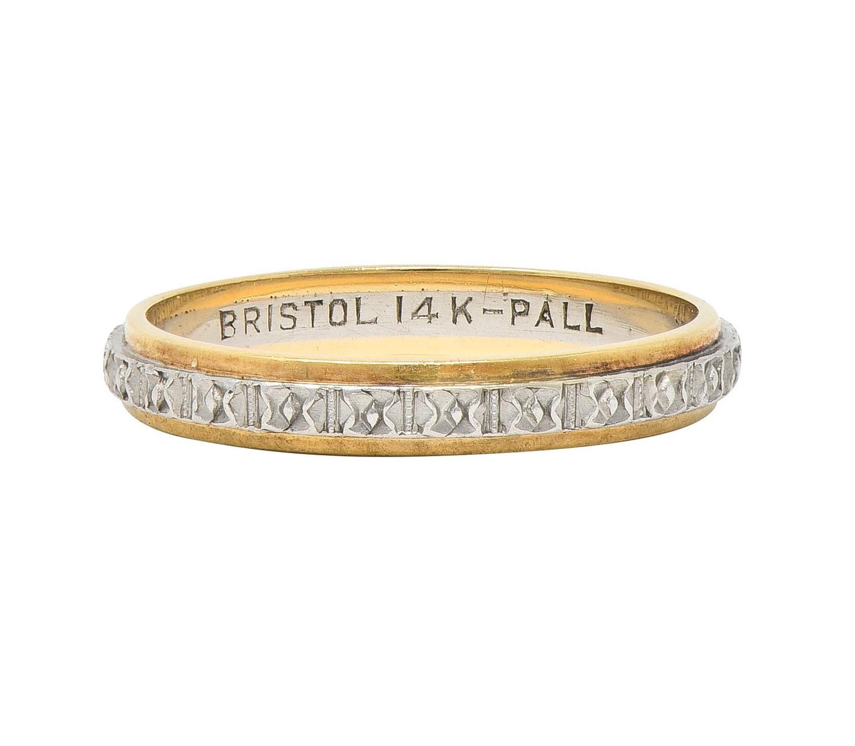 Art Deco Bristol Ring Co. Platinum 14 Karat Yellow Gold Orange Blossom Ring In Excellent Condition For Sale In Philadelphia, PA