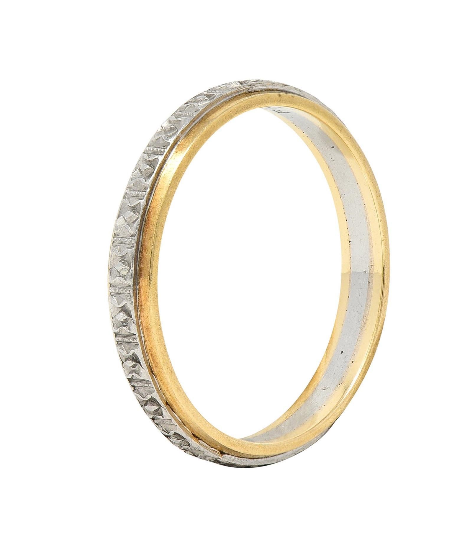 Art Deco Bristol Ring Co. Platinum 14 Karat Yellow Gold Orange Blossom Ring For Sale 1