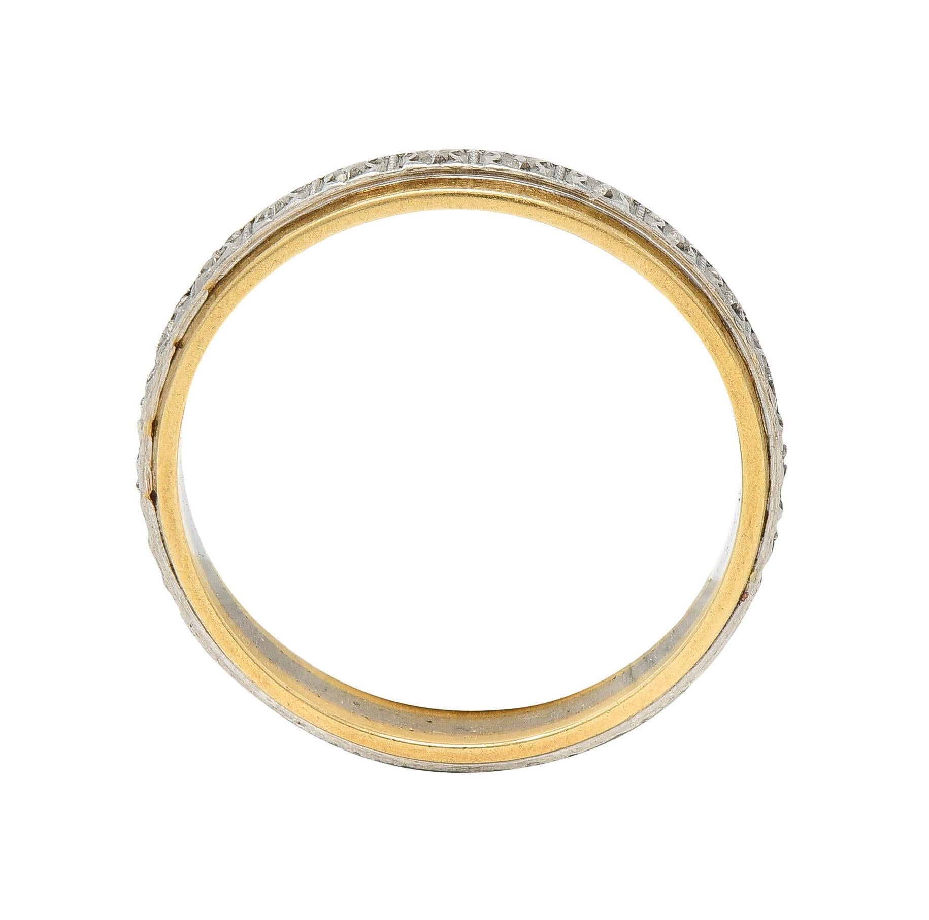 Art Deco Bristol Ring Co. Platinum 14 Karat Yellow Gold Orange Blossom Ring For Sale 2