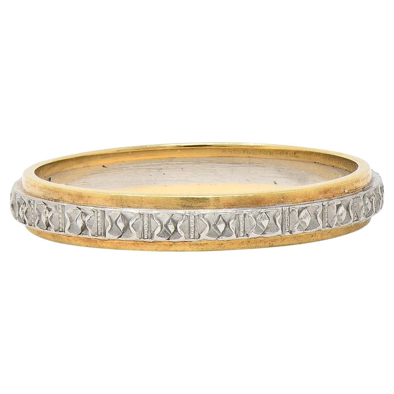 Art Deco Bristol Ring Co. Platinum 14 Karat Yellow Gold Orange Blossom Ring For Sale