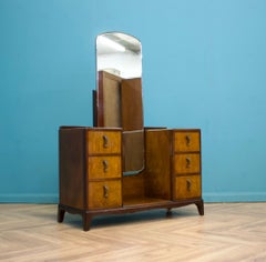 Art Deco British Burr Walnut Dressing Chest, 1950s